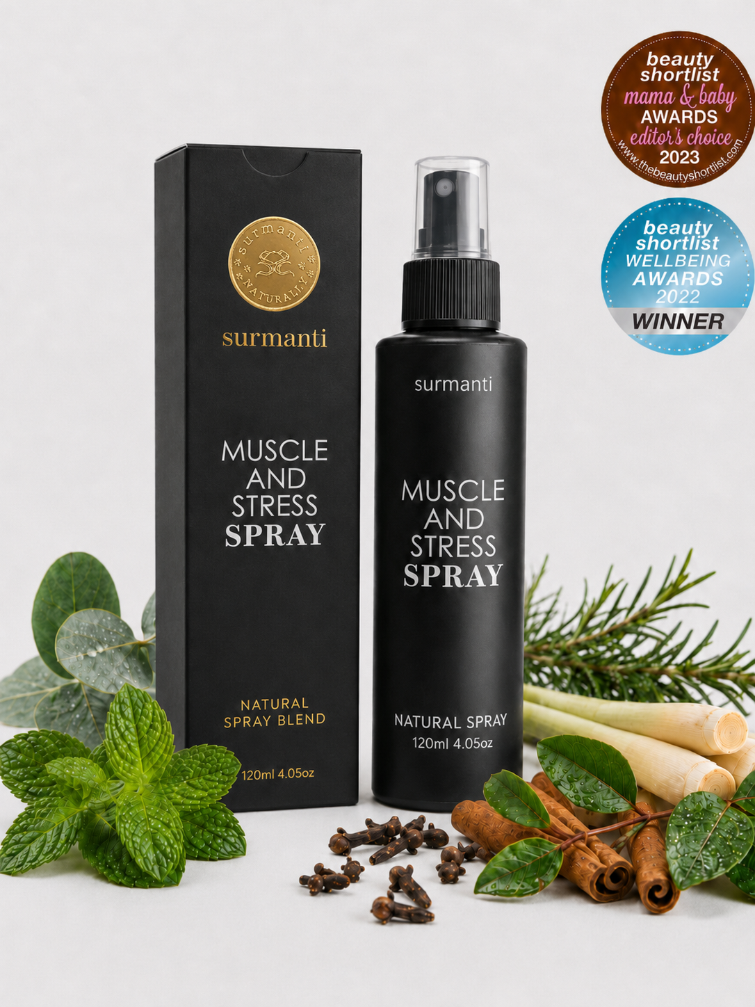 Muscle & Stress Spray 120mL. Topical Relief In Minutes. Multi Award Winning. Best Seller - Surmanti - Made In New Zealand