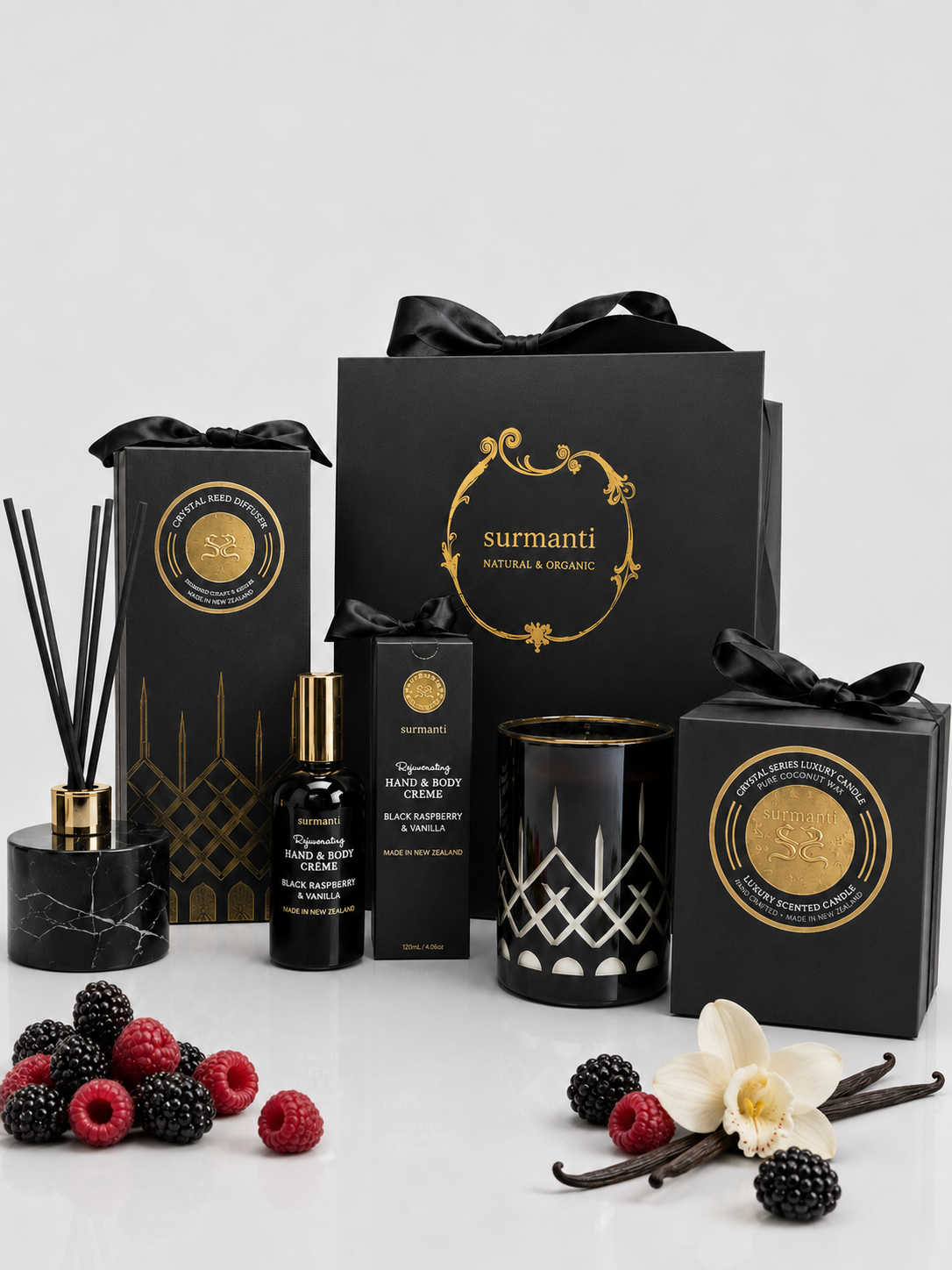 Opulence Crystal Gift Set - Black Raspberry & Vanilla - Surmanti - Made In New Zealand