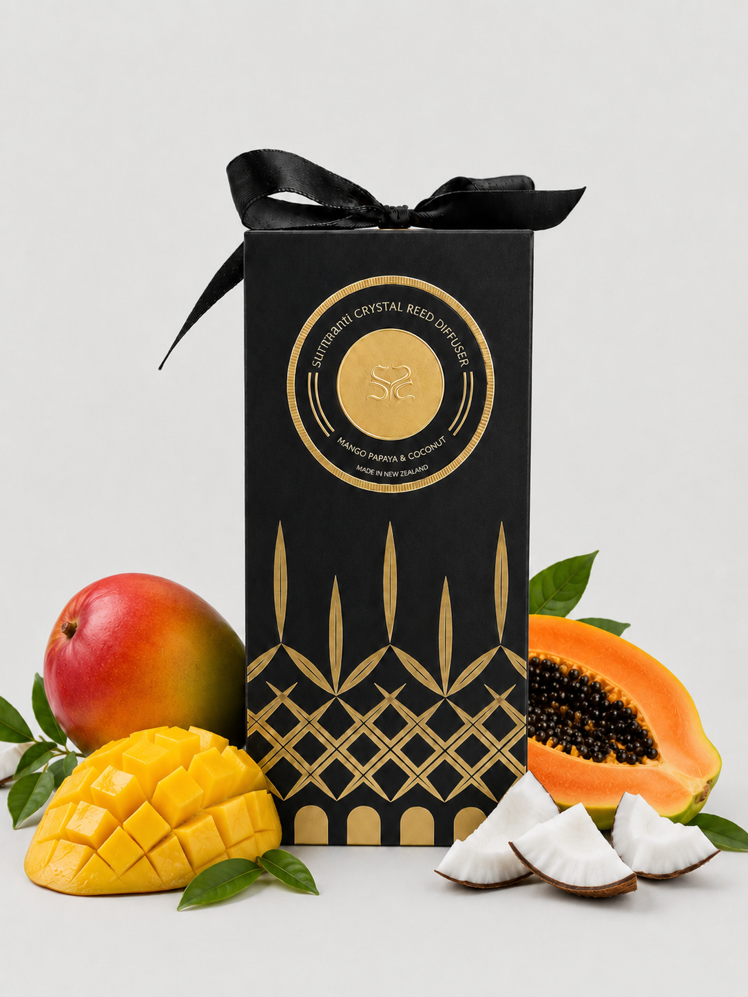 Mango & Papaya Crystal Reed Diffuser - Small Rooms 100mL- Refillable - Surmanti - Made In New Zealand