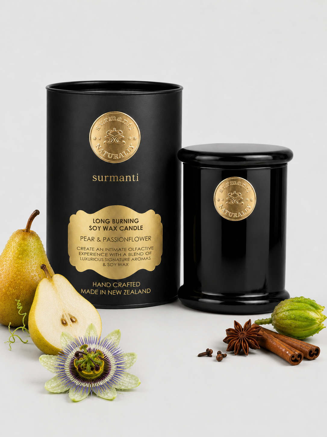 Pear & Passionflower Long Burning Pure Soy Wax Candle 250g - Surmanti - Made In New Zealand
