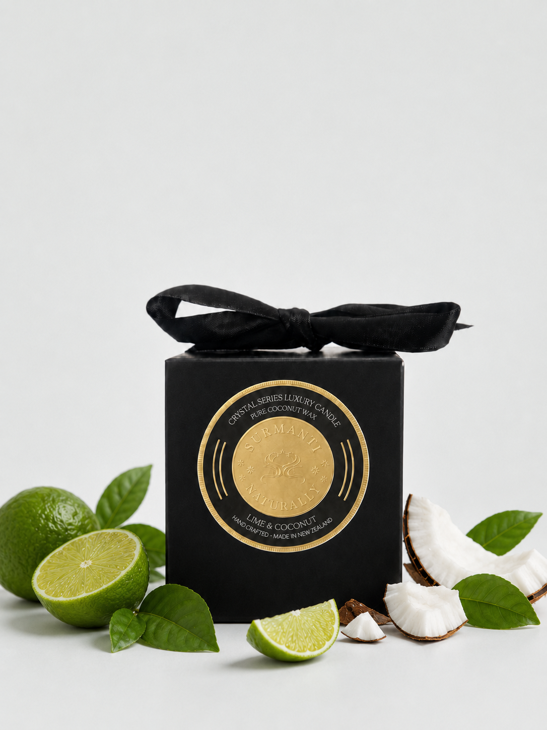 Lime & Coconut Crystal Series Long Burning Pure Coconut Wax Candle Small 150gm - Surmanti - Made In New Zealand