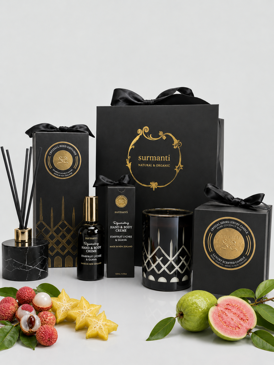 Opulence Crystal Gift Set - Starfruit Lychee & Guava - Surmanti - Made In New Zealand