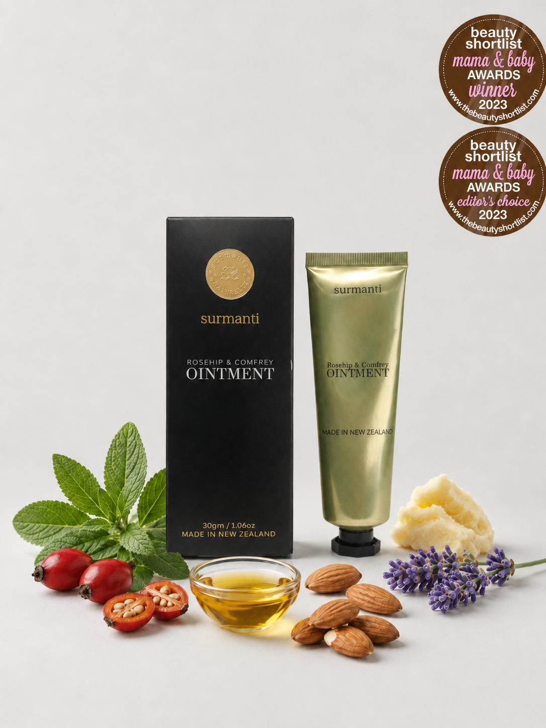 The Everything Ointment – Rosehip & Comfrey 30g Award Winning - Supports Healing of Blisters, Burns, Insect Bites, Stretch Marks, Nappy Rash - Surmanti - Made In New Zealand