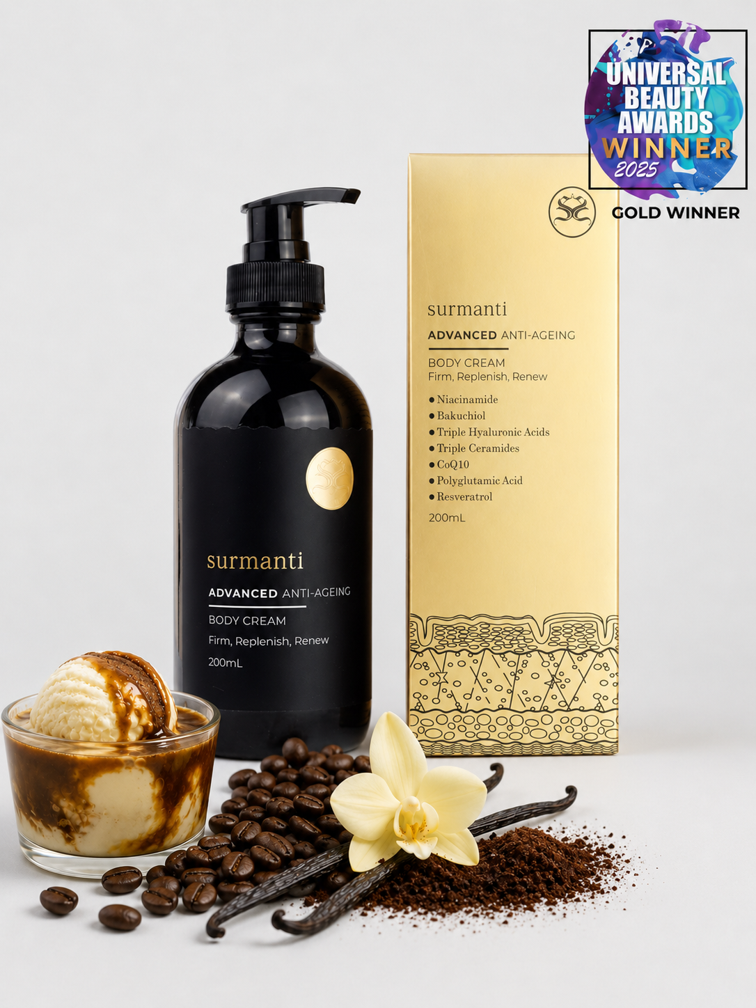 ADVANCED Anti-Ageing Body Cream - 200mL. Award Winning - Surmanti - Made In New Zealand