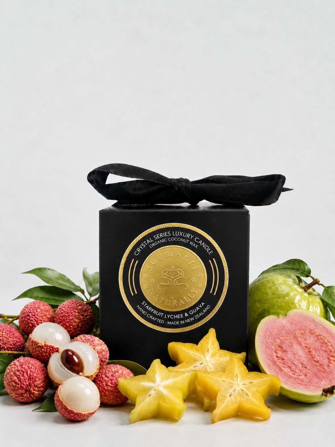 Starfruit Lychee & Guava Crystal Series Long Burning Pure Coconut Wax Candle Small 150gm - Surmanti - Made In New Zealand