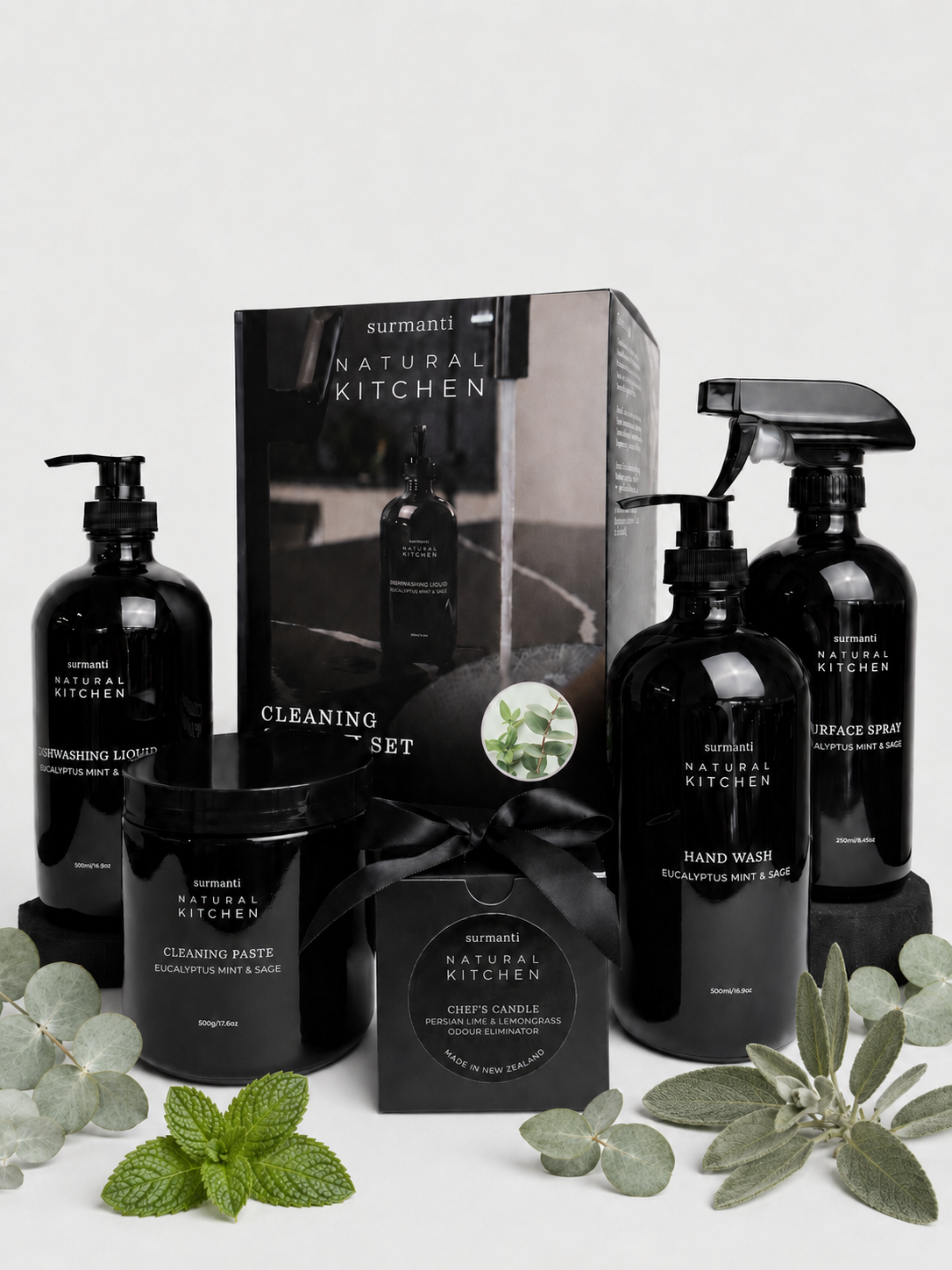 Cleaning Starter Set Eucalyptus Mint & Sage - 5 Pieces. Winter Wellness Starts Here. Free Gift. - Surmanti - Made In New Zealand
