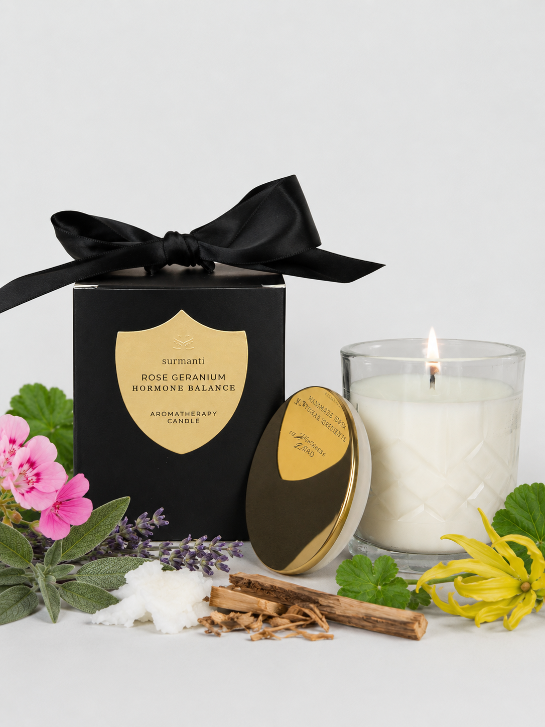 Rose Geranium Hormone Balance Aromatherapy Candle - 125g Supports Hormone Balance & Emotional Well-Being. - Surmanti - Made In New Zealand