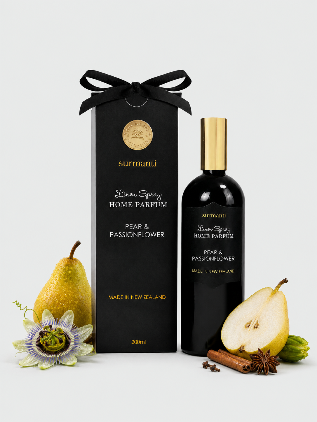 French Pear & Passionflower Natural Linen | Room Spray (200 mL) Glass Not Plastic - Surmanti - Made In New Zealand
