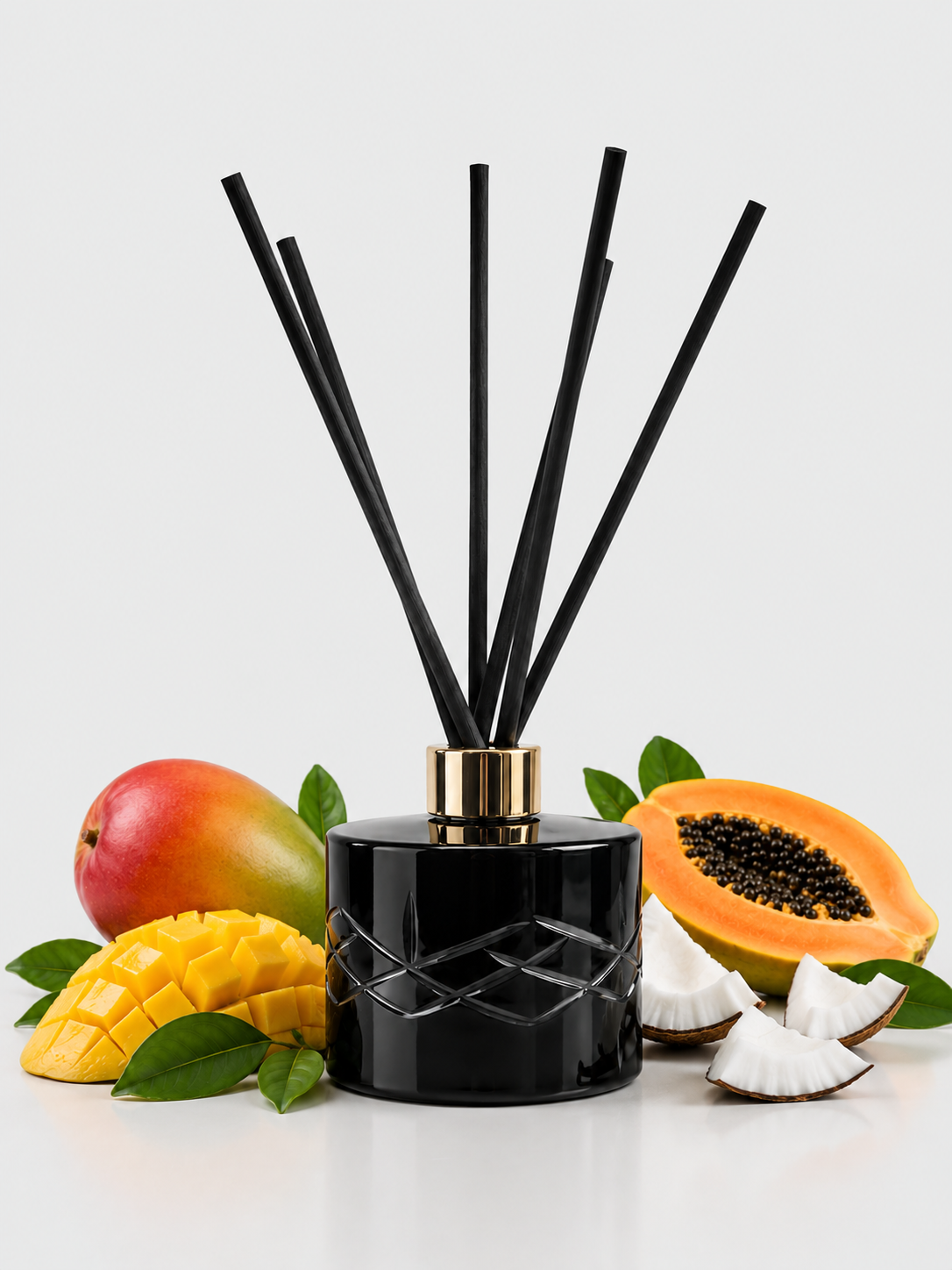 Mango & Papaya Crystal Reed Diffuser - Large Rooms 200mL - Refillable - Surmanti - Made In New Zealand