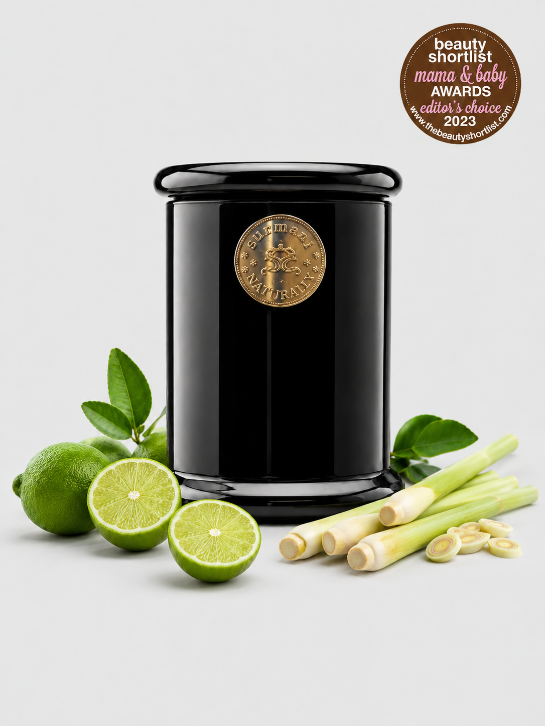 Persian Lime & Lemongrass - Odour Eliminator Long Burning Pure Soy Wax Candle 250g - Surmanti - Made In New Zealand
