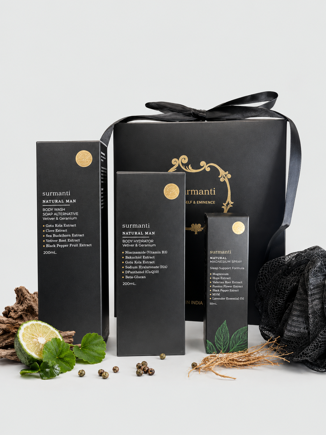 Natural Man Body Basics - Fresh Clean & All Natural Body Care Set for Men - Surmanti - Made In New Zealand