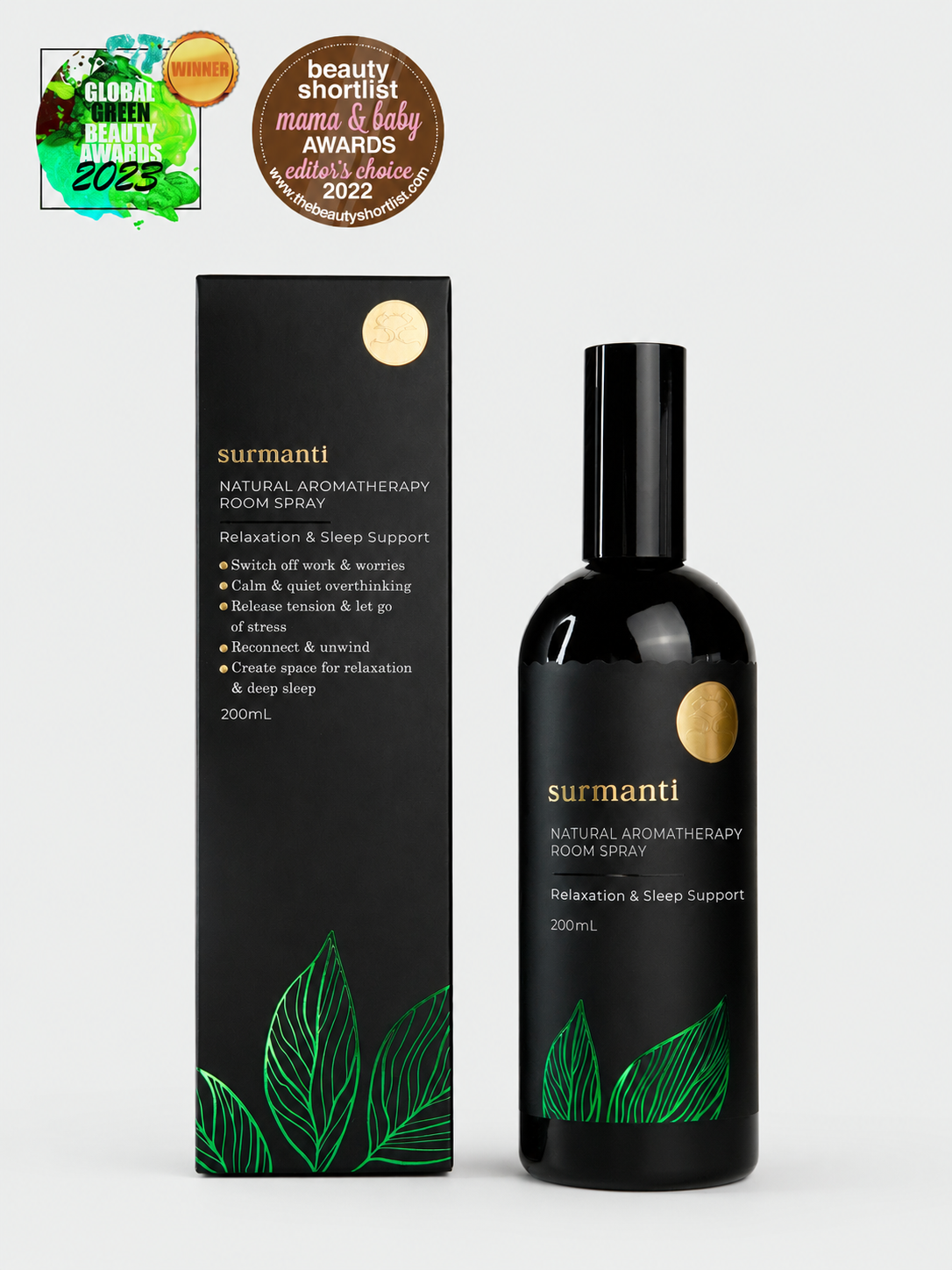 Relaxation & Sleep Support Natural Room Spray 200mL. Calm & Quiet Overthinking, Release & Let Go of Stress - Surmanti - Made In New Zealand
