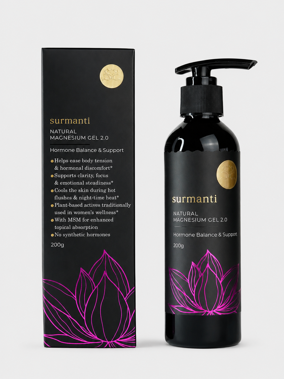 Magnesium Hormone Balance & Support Gel - 200g Natural -Deep Targeted, Prolonged Menopause Relief - Surmanti - Made In New Zealand