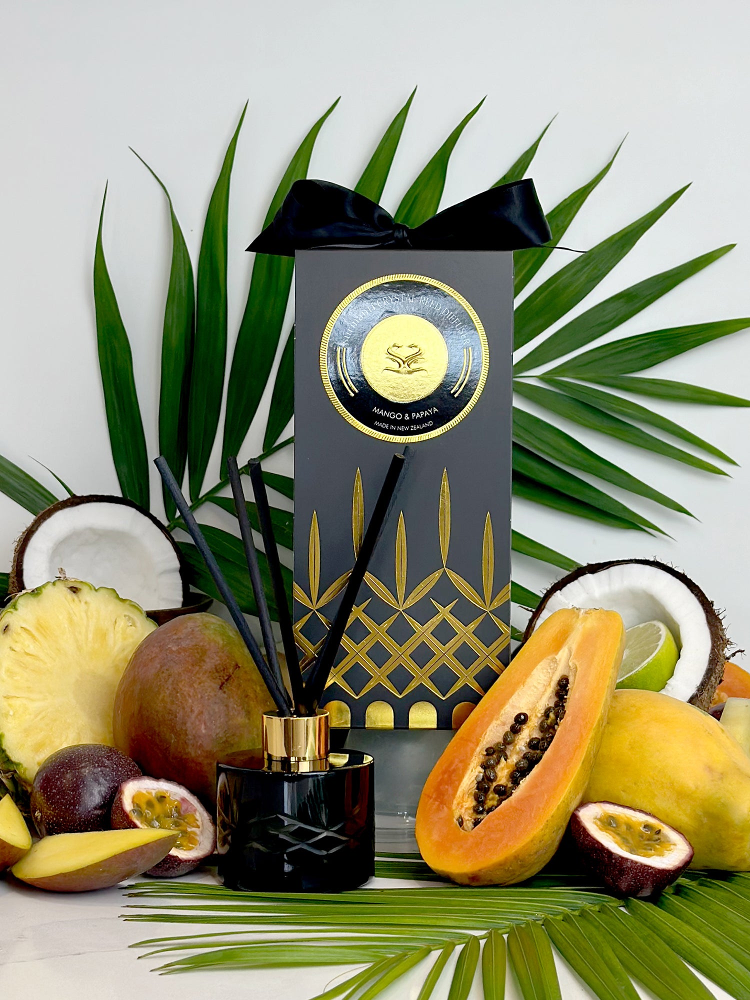 Mango & Papaya Crystal Reed Diffuser - Small Rooms 100mL - Surmanti - Made In New Zealand