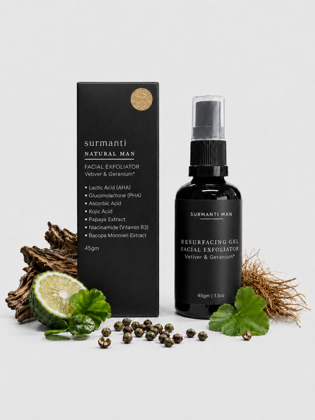 Natural Man Resurfacing Gel, Facial Exfoliator 45g - Instant Visible Results. - Surmanti - Made In New Zealand
