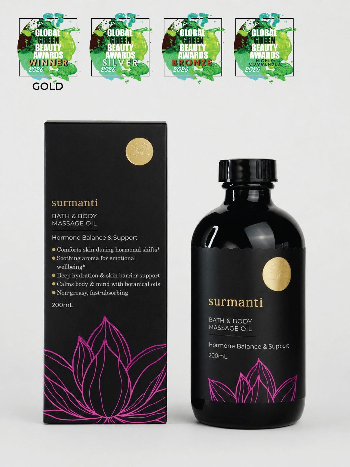 Hormone Balance & Support Bath & Body Massage Oil - 200mL Supports Dry Skin During Hormonal Shifts - Surmanti - Made In New Zealand