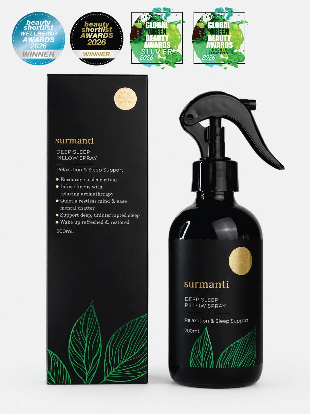 Relaxation & Sleep Support Deep Sleep Pillow Spray 200mL. Linen Mattress & Underlay Spray - Surmanti - Made In New Zealand