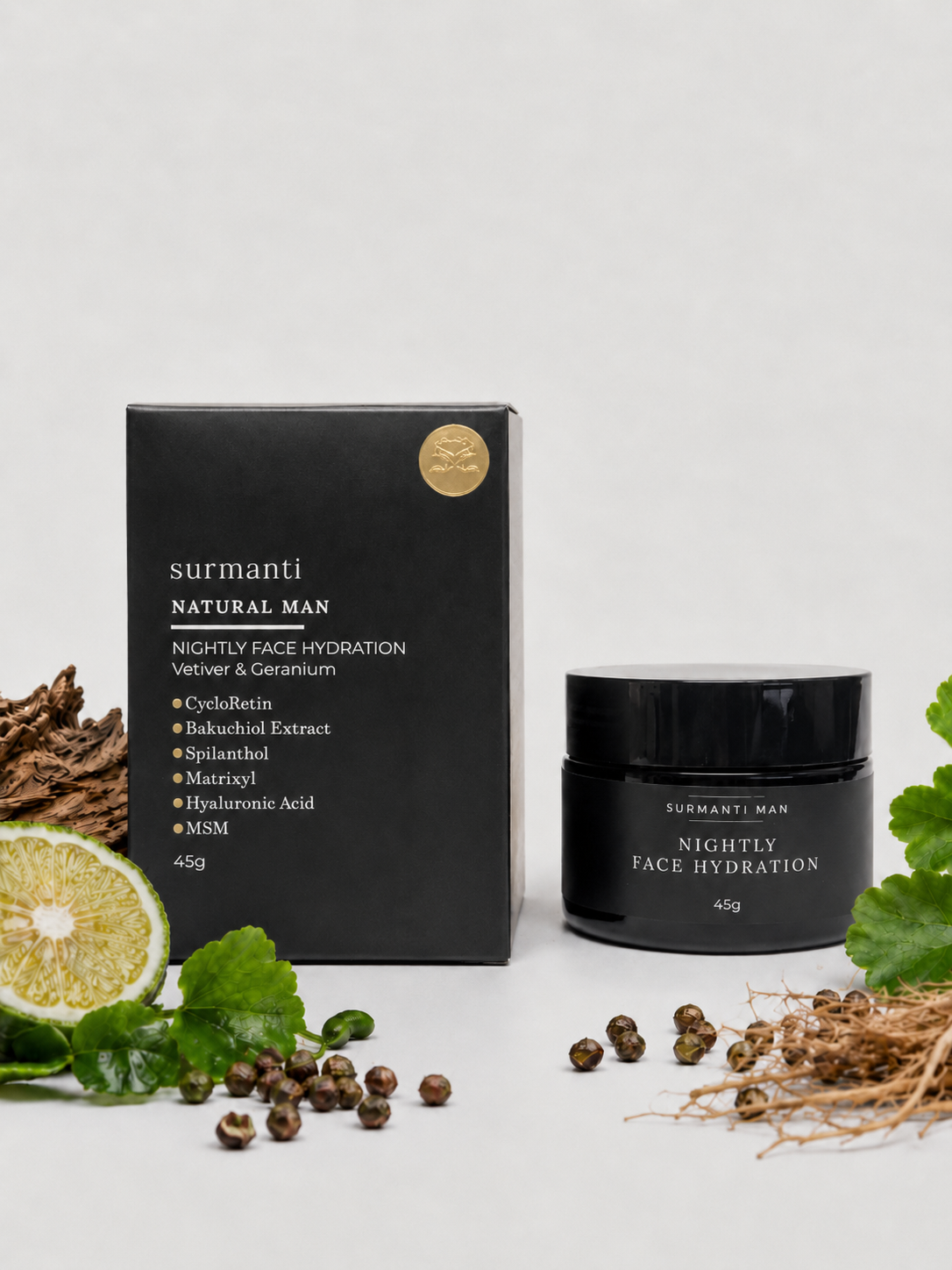 Natural Man Nightly Face Hydration 45g - Anti-Aging Night Cream: Advanced Skincare for Men - Surmanti - Made In New Zealand