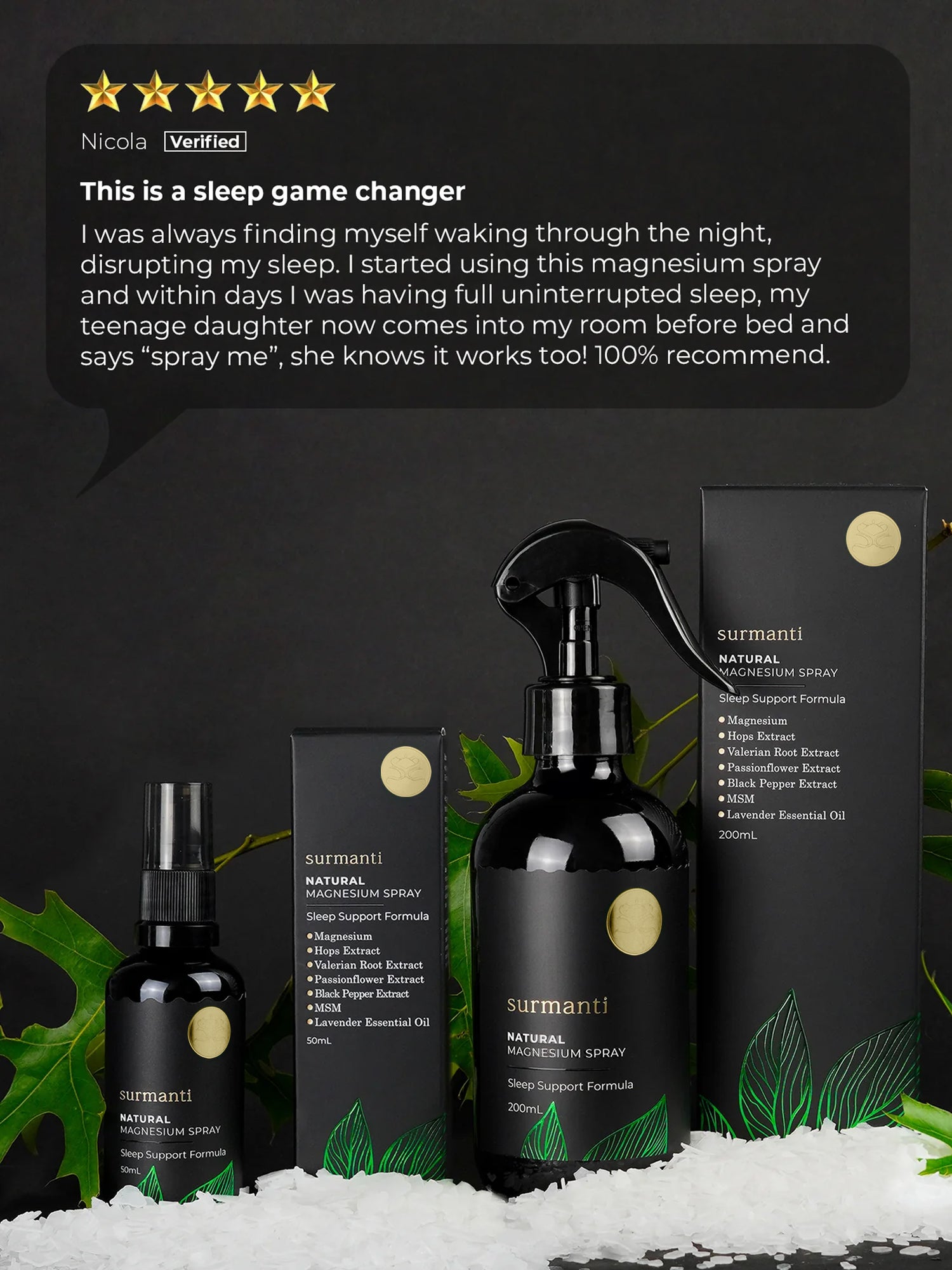 Magnesium Sleep Support Spray Bundle 200mL + 50mL Travel Spray. - Surmanti - Made In New Zealand