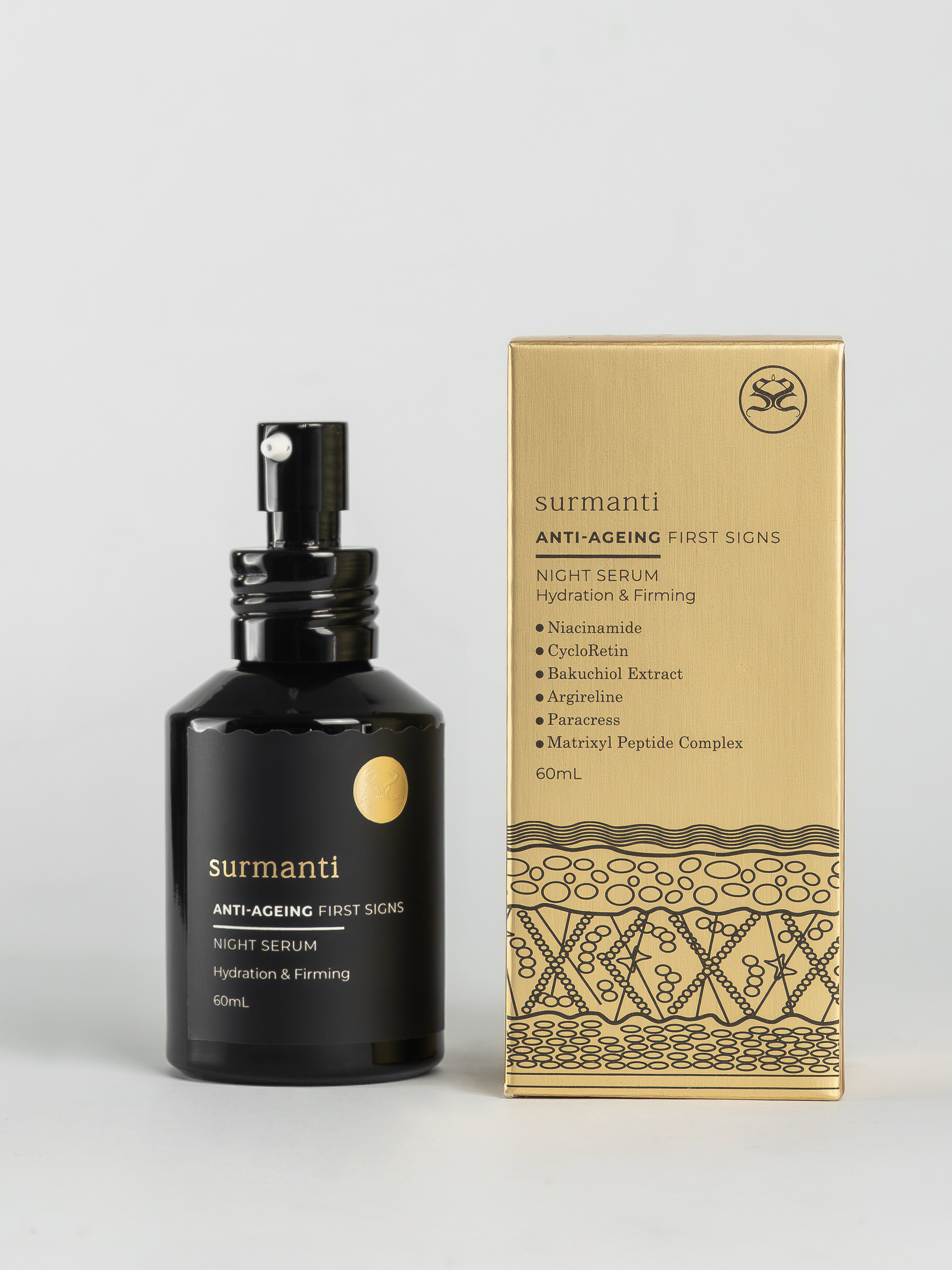 FIRST SIGNS Anti-Ageing Night Serum - 60mL - Surmanti - Made In New Zealand