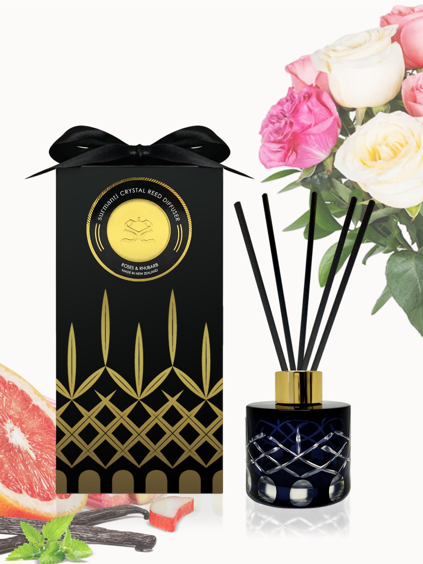 Roses & Rhubarb Crystal Series Reed Diffuser - Small Rooms 100ml