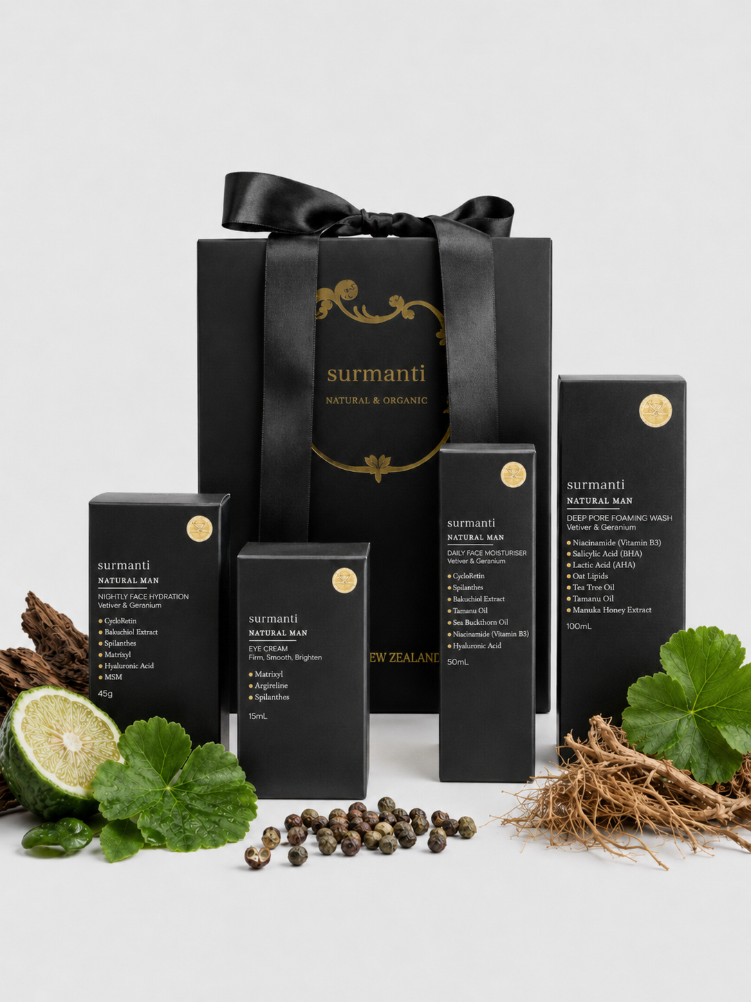 Natural Man Skincare Essentials - Targets Advanced Ageing & Delivers Visible Results - Surmanti - Made In New Zealand