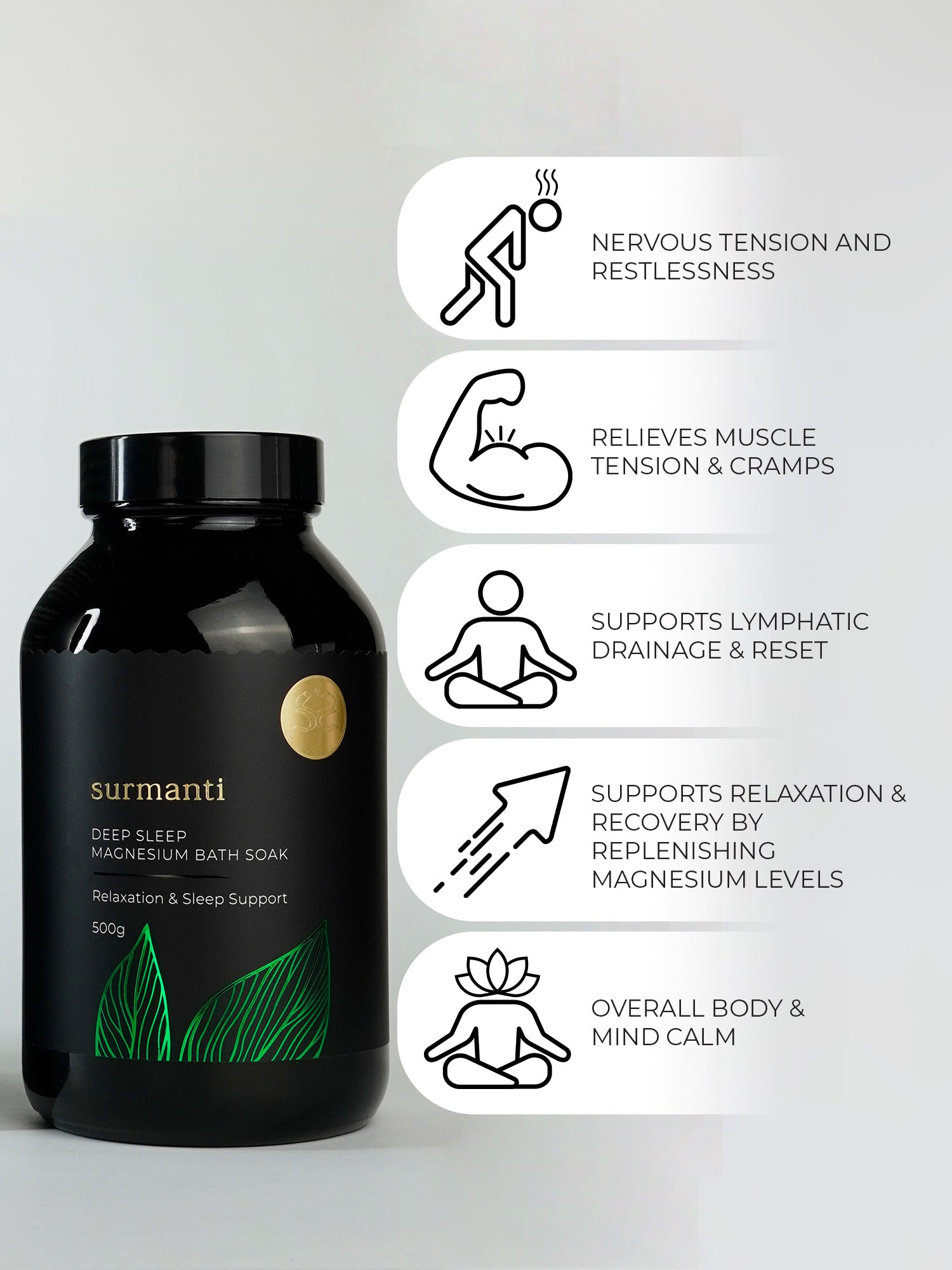 Deep Sleep Natural Magnesium Bath Soak. Non-habit forming. No melatonin. No hormones. 500Gm - Surmanti - Made In New Zealand