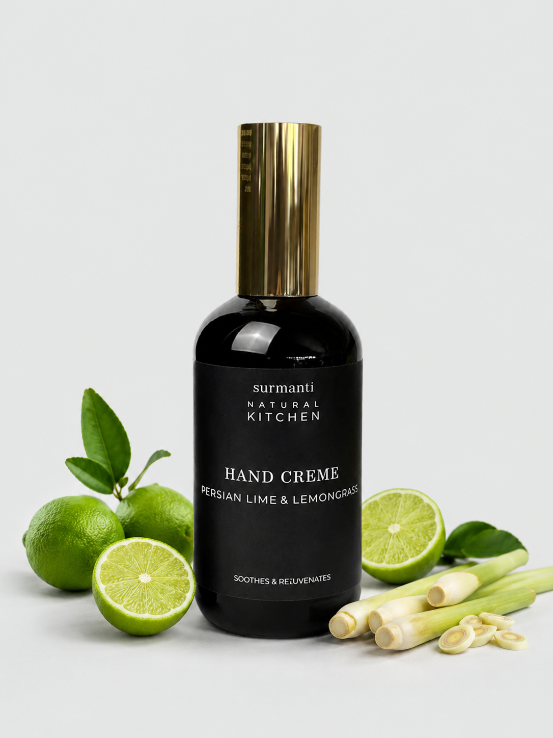 Natural Hand Creme For Dry Hands - Hylauronic Acid - Persian Lime & Lemongrass 120ml - Surmanti - Made In New Zealand