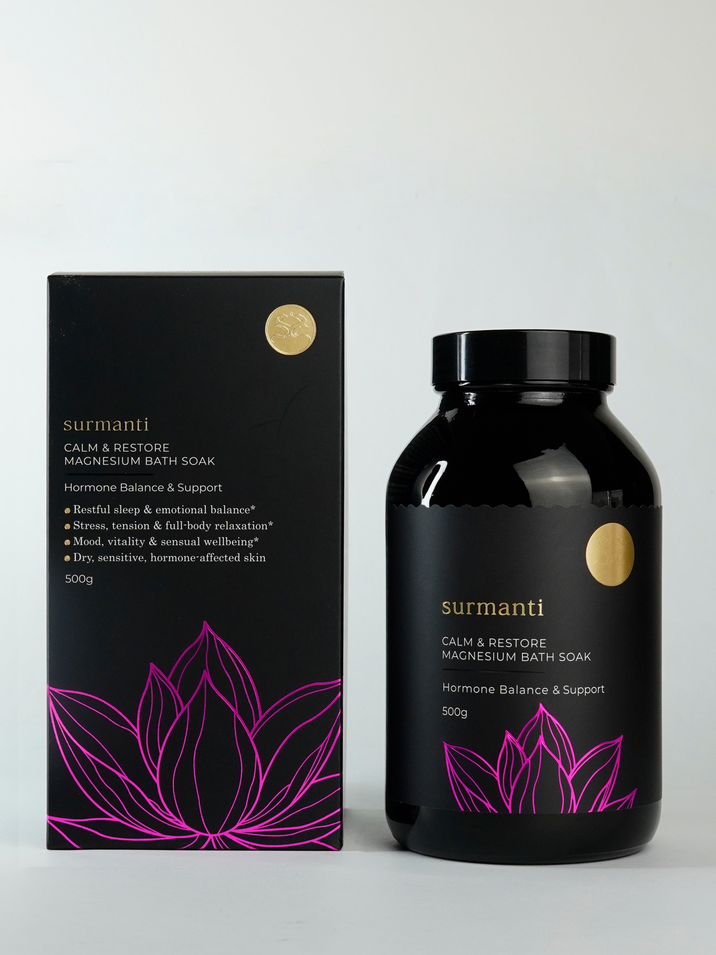 Magnesium Bath SOAK- Hormone Balance For Restful Sleep & Emotional Balance*- 500g - Surmanti - Made In New Zealand