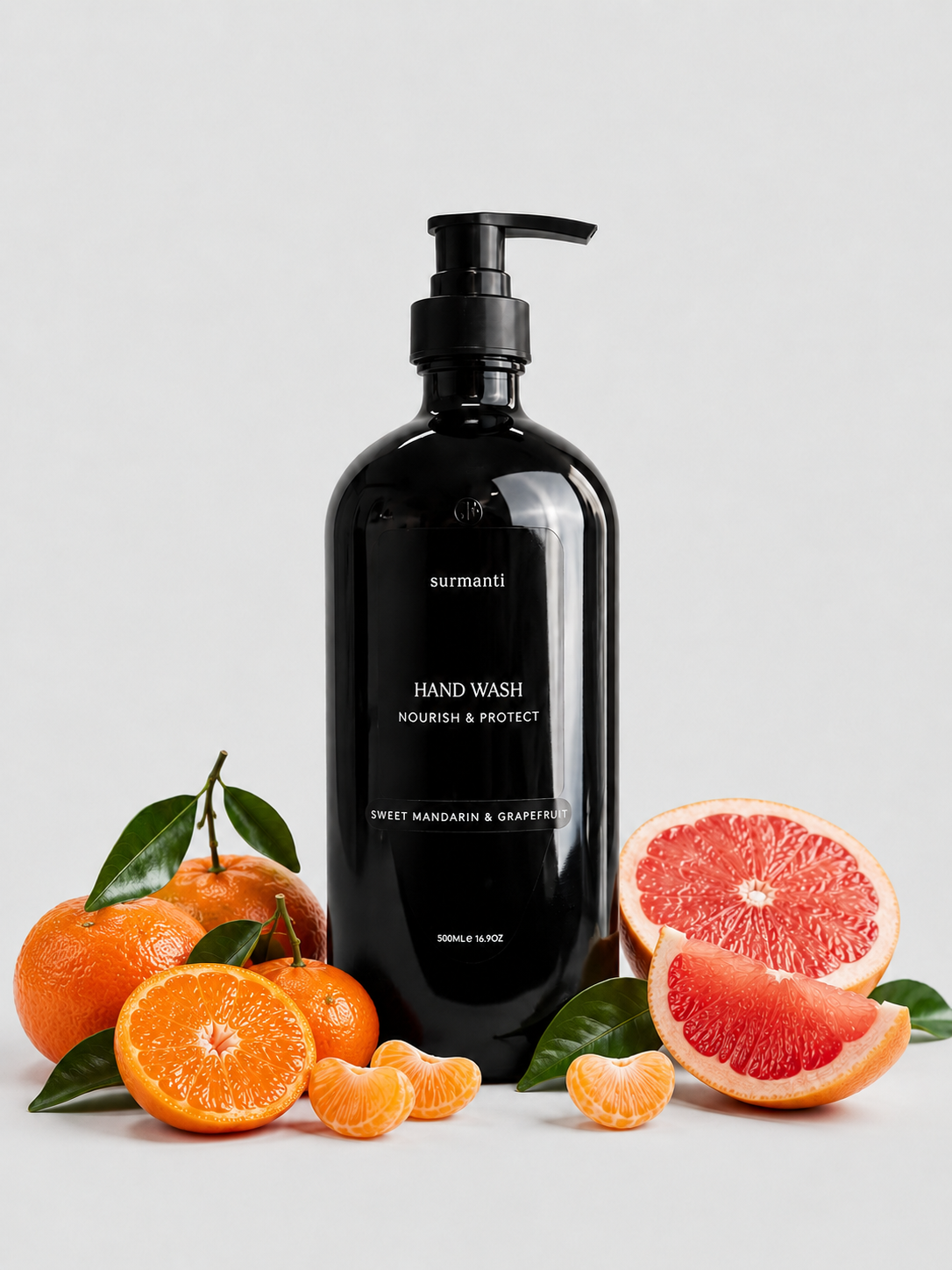 Hand Wash Nourish & Protect 500ml - Glass Not Plastic - Sweet Mandarin & Grapefruit - Surmanti - Made In New Zealand