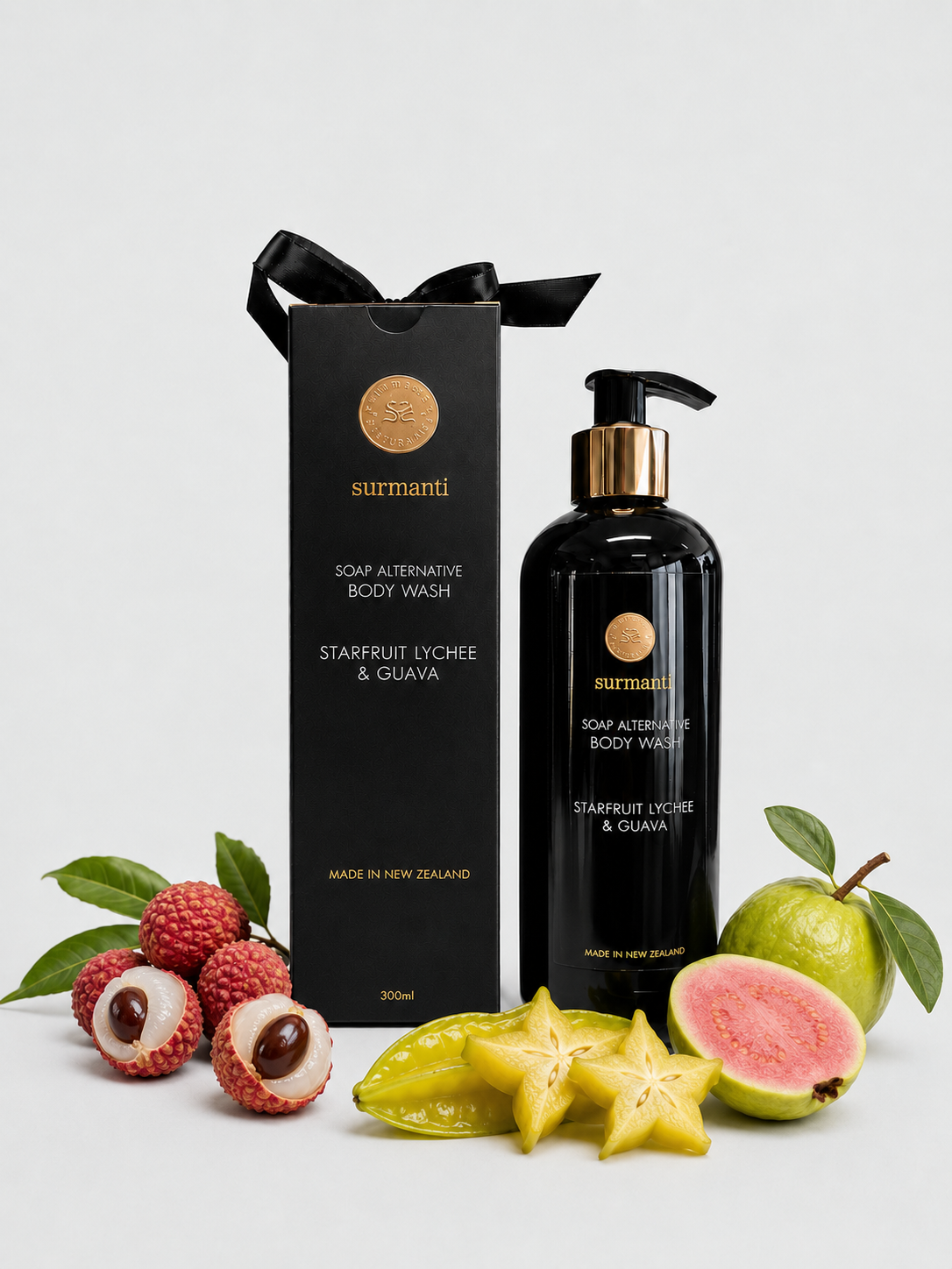Starfruit Lychee & Guava Body Wash - Soap Alternative. No More Itchy Skin - 300mL - Surmanti - Made In New Zealand