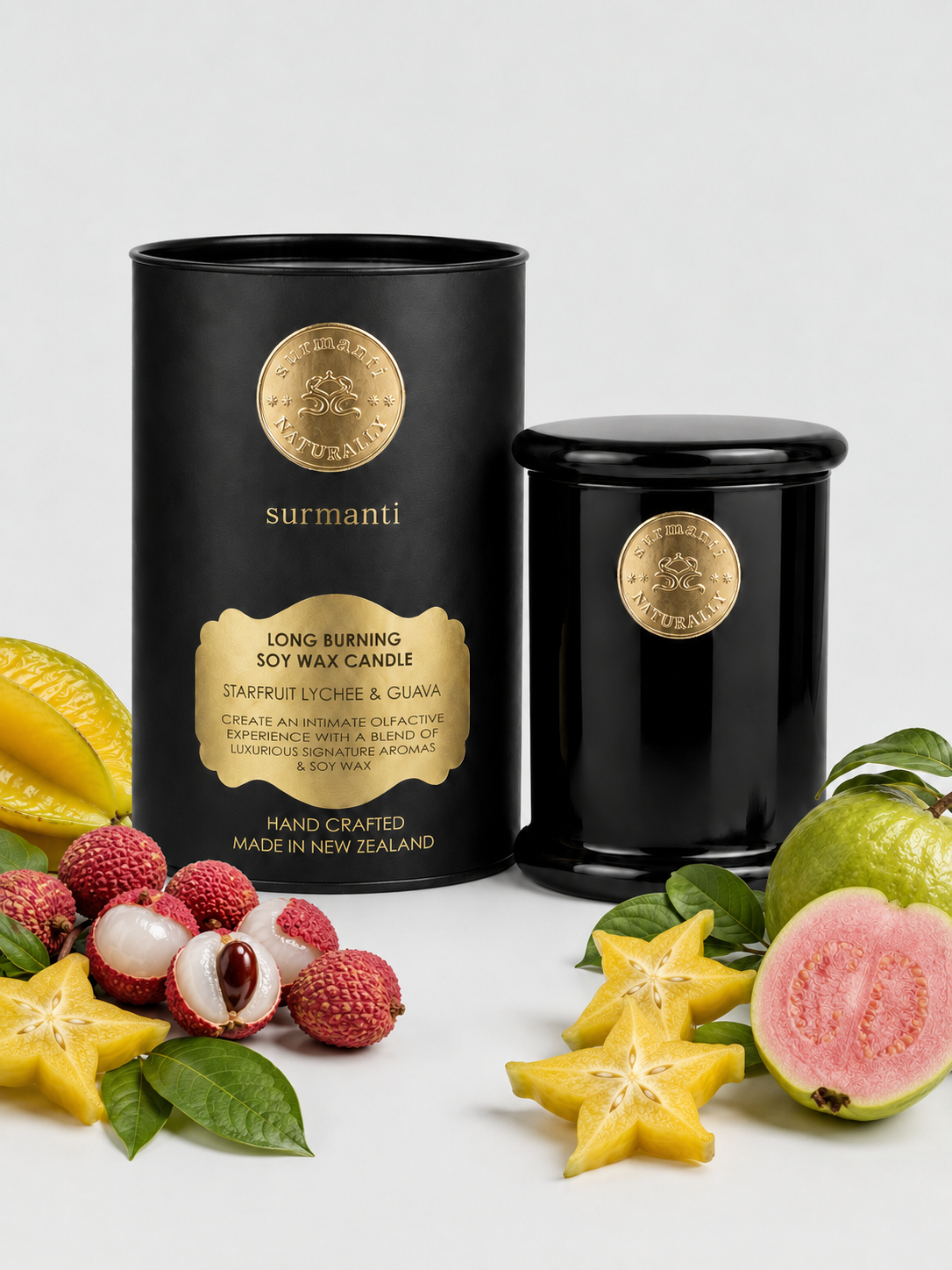 Starfruit Lychee & Guava Long Burning Pure Soy Wax Candle 250g - Surmanti - Made In New Zealand