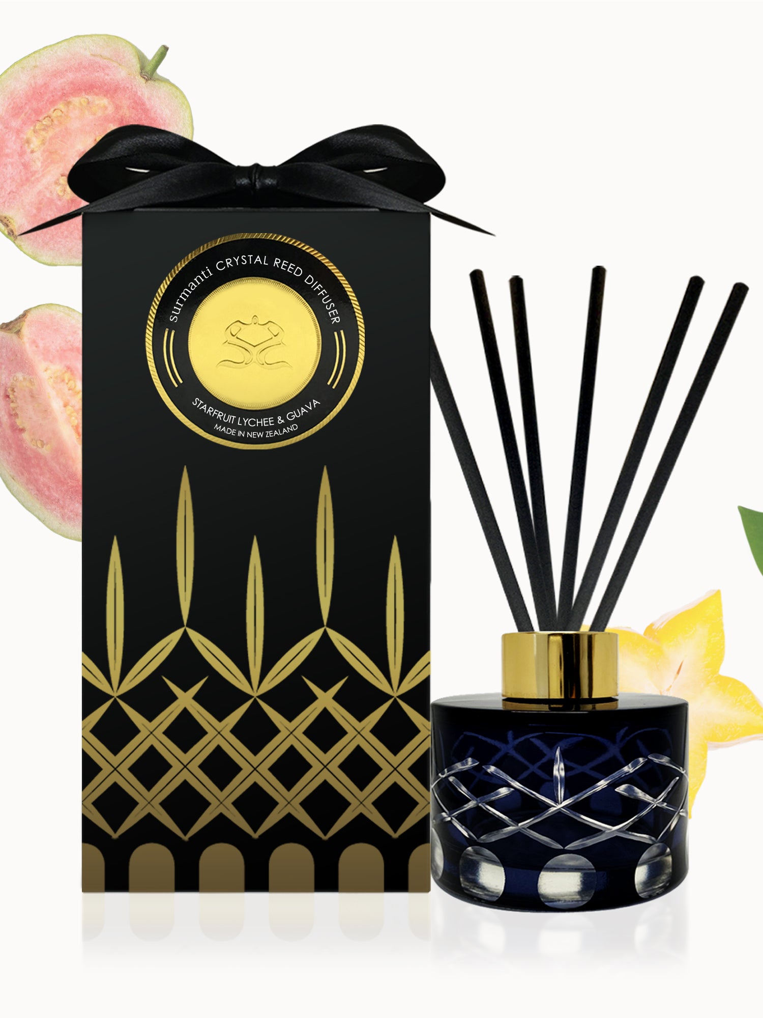 Starfruit Lychee & Guava Crystal Reed Diffuser - Large Rooms 200mL - Surmanti - Made In New Zealand