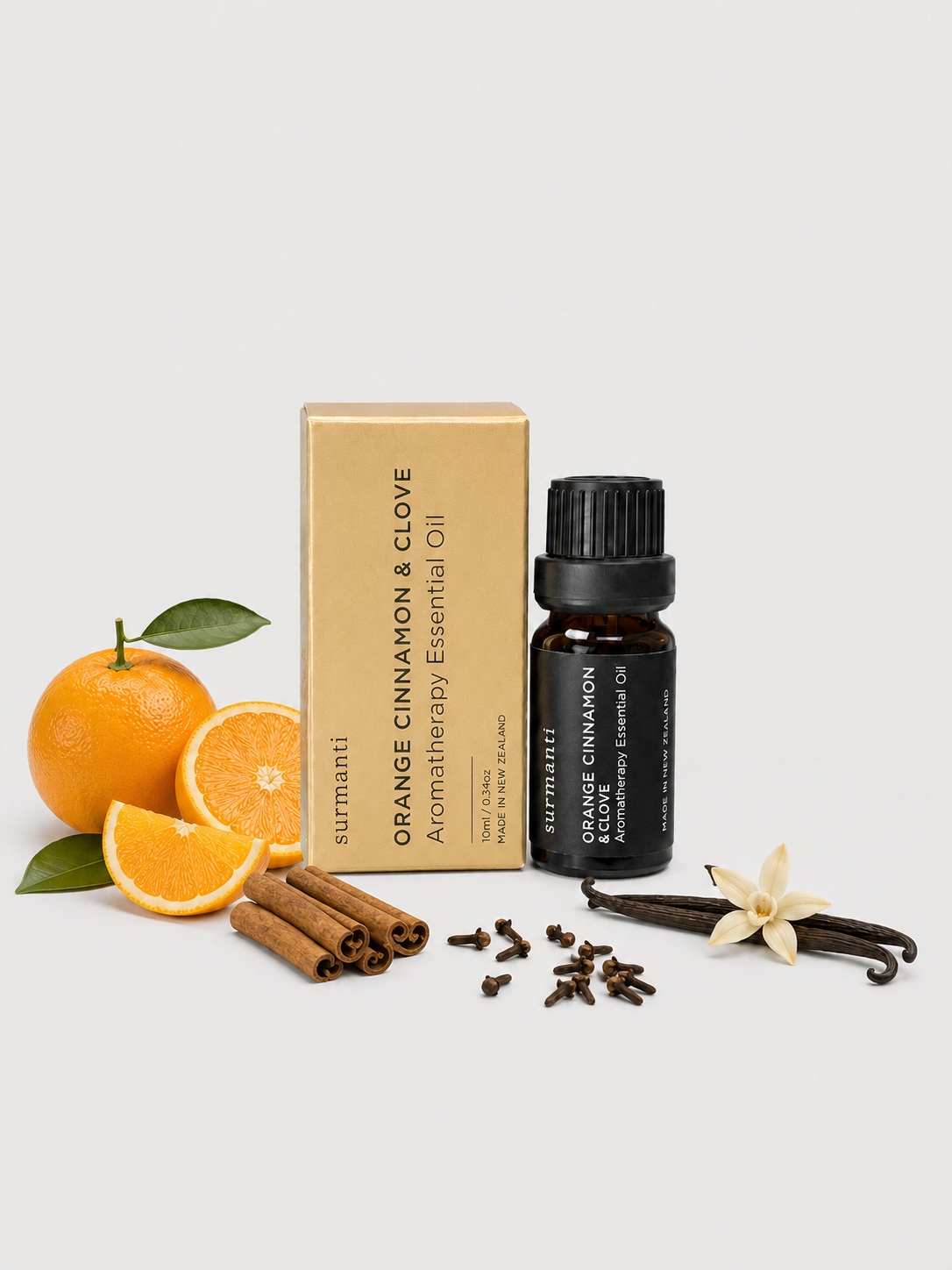 Orange Cinnamon & Clove Aromatherapy Essential Oil - 10mL - Surmanti - Made In New Zealand