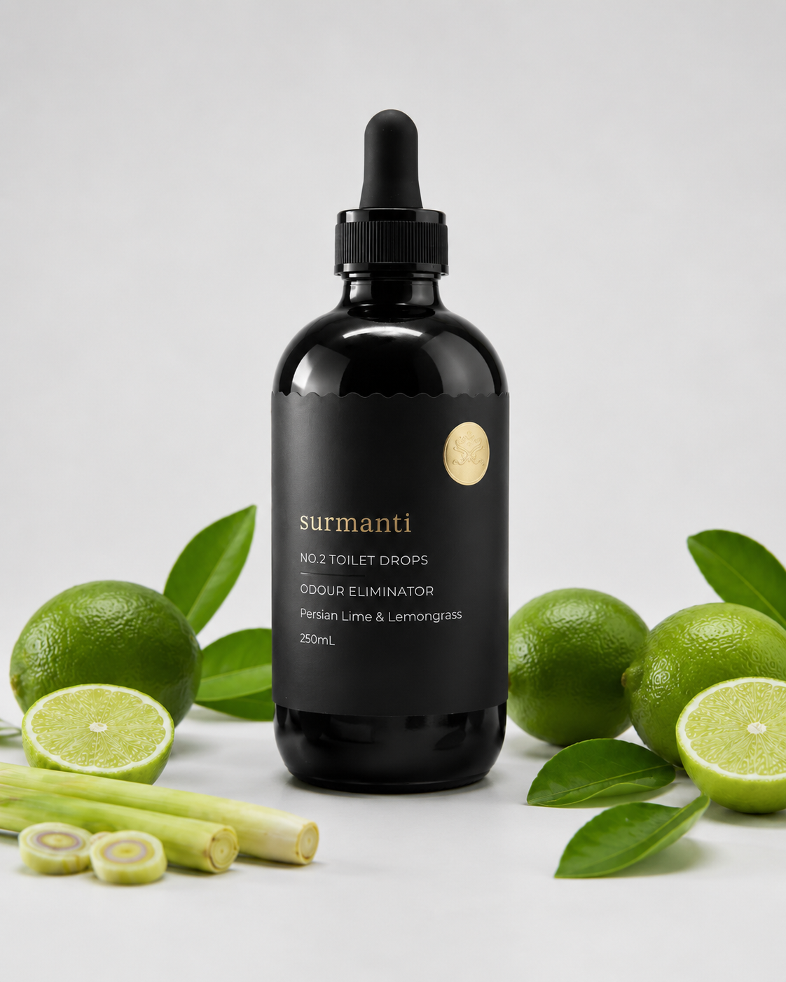 Natural No.2 Toilet Drops - Persian Lime & Lemongrass. Septic-Safe & Non Toxic - Surmanti - Made In New Zealand