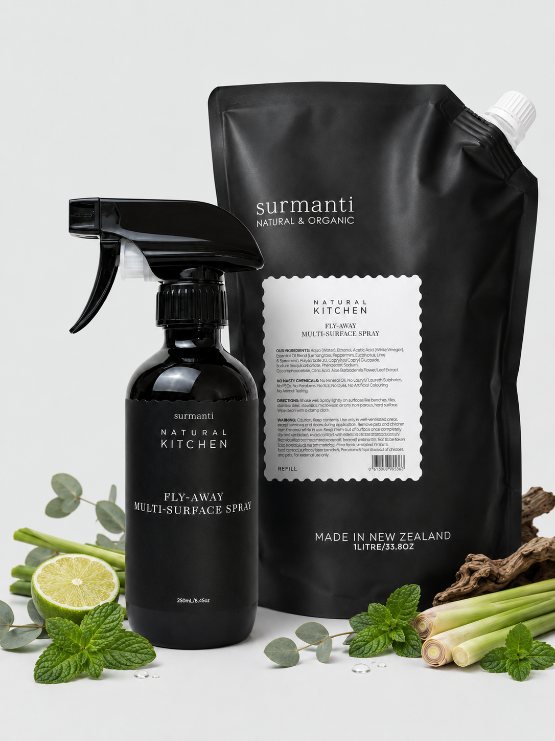 Fly-Away Multi-Surface Spray Refill Bundle 1L Refill + 250mL Spray Repels Fly & Ants, Smells Minty Fresh! - Surmanti - Made In New Zealand