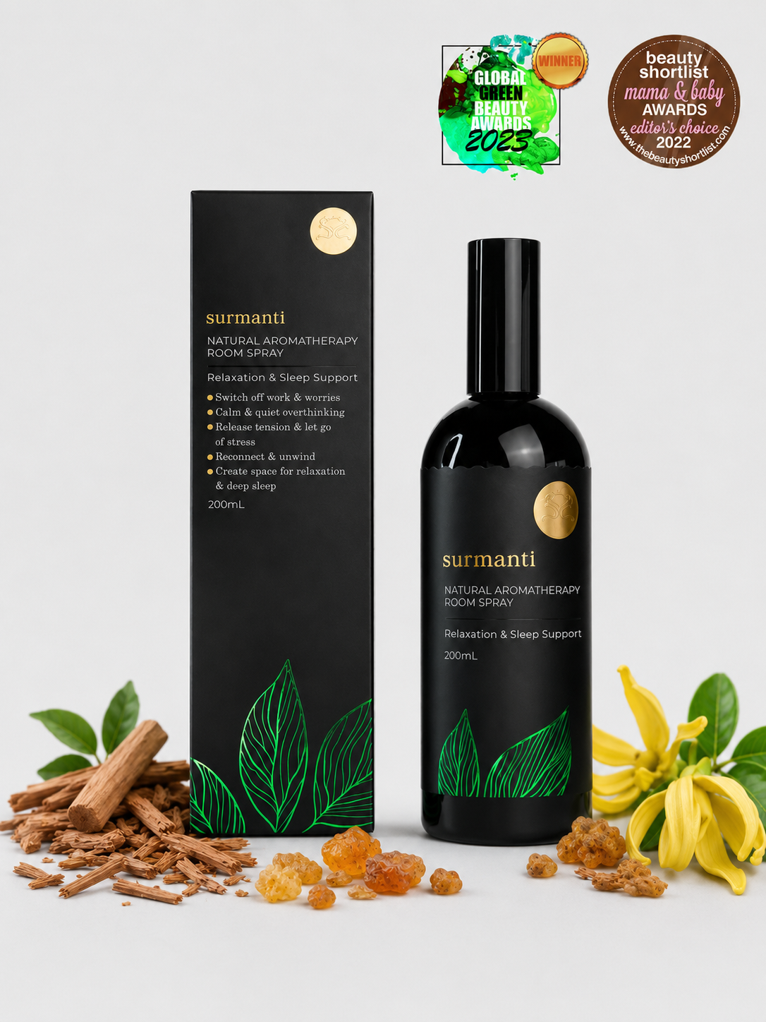 Relaxation & Sleep Support Natural Room Spray 200mL. Calm & Quiet Overthinking, Release & Let Go of Stress - Surmanti - Made In New Zealand