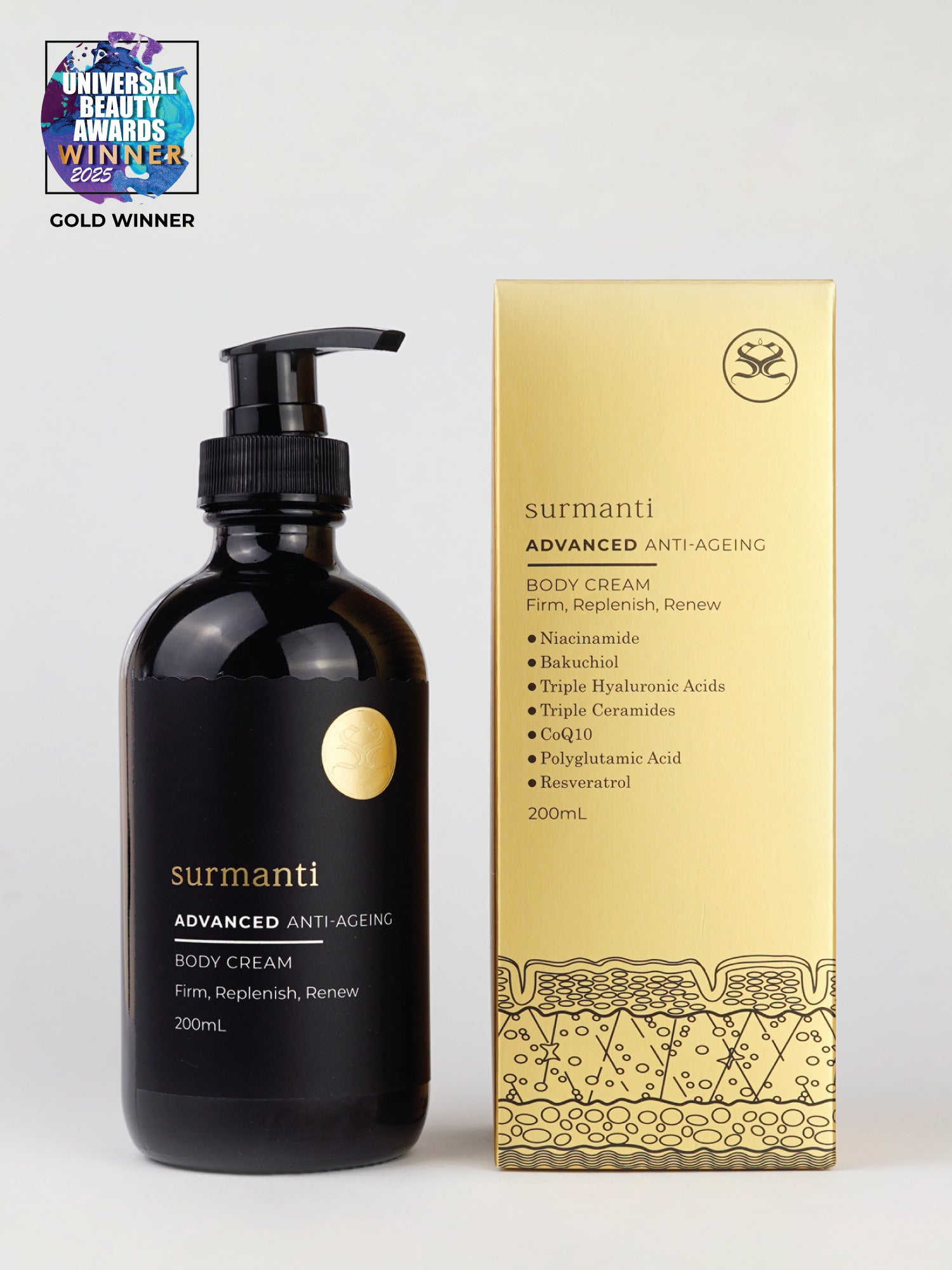ADVANCED Anti-Ageing Body Set. Award Winning  - For Bright Youthful Radiant Skin - Surmanti - Made In New Zealand