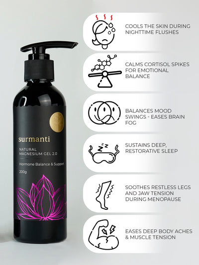 Magnesium Hormone Balance & Support Gel - 200g Natural -Deep Targeted, Prolonged Menopause Relief
