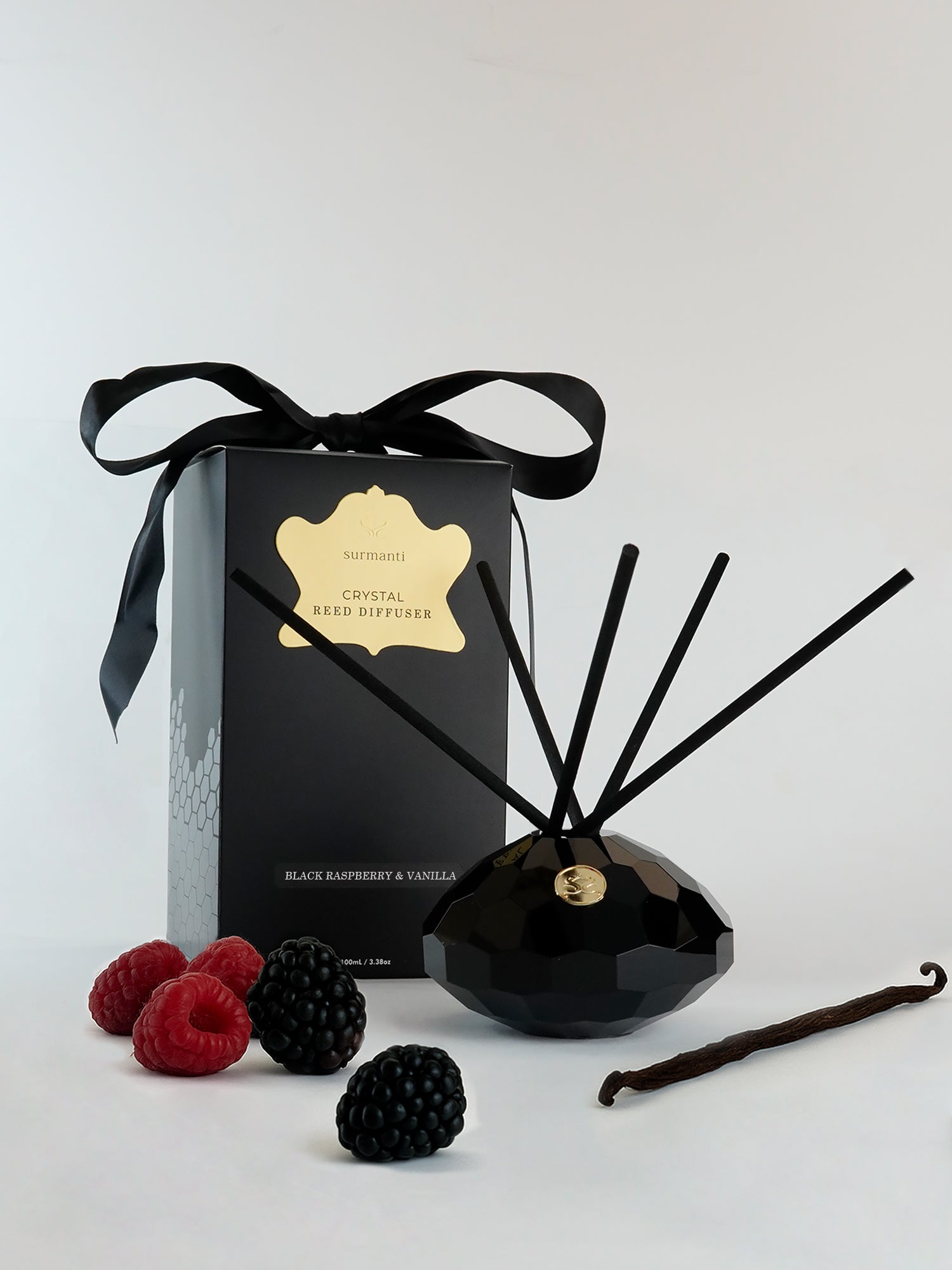Black Raspberry & Vanilla Hexagonal Reed Diffuser - 100ml - Surmanti - Made In New Zealand