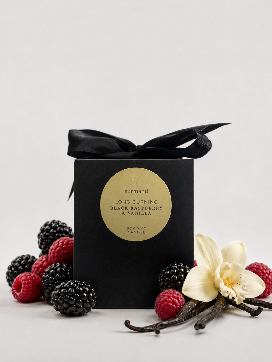 Black Raspberry & Vanilla Crystal Series Long Burning Pure Coconut Wax Candle Medium 500gm - Surmanti - Made In New Zealand