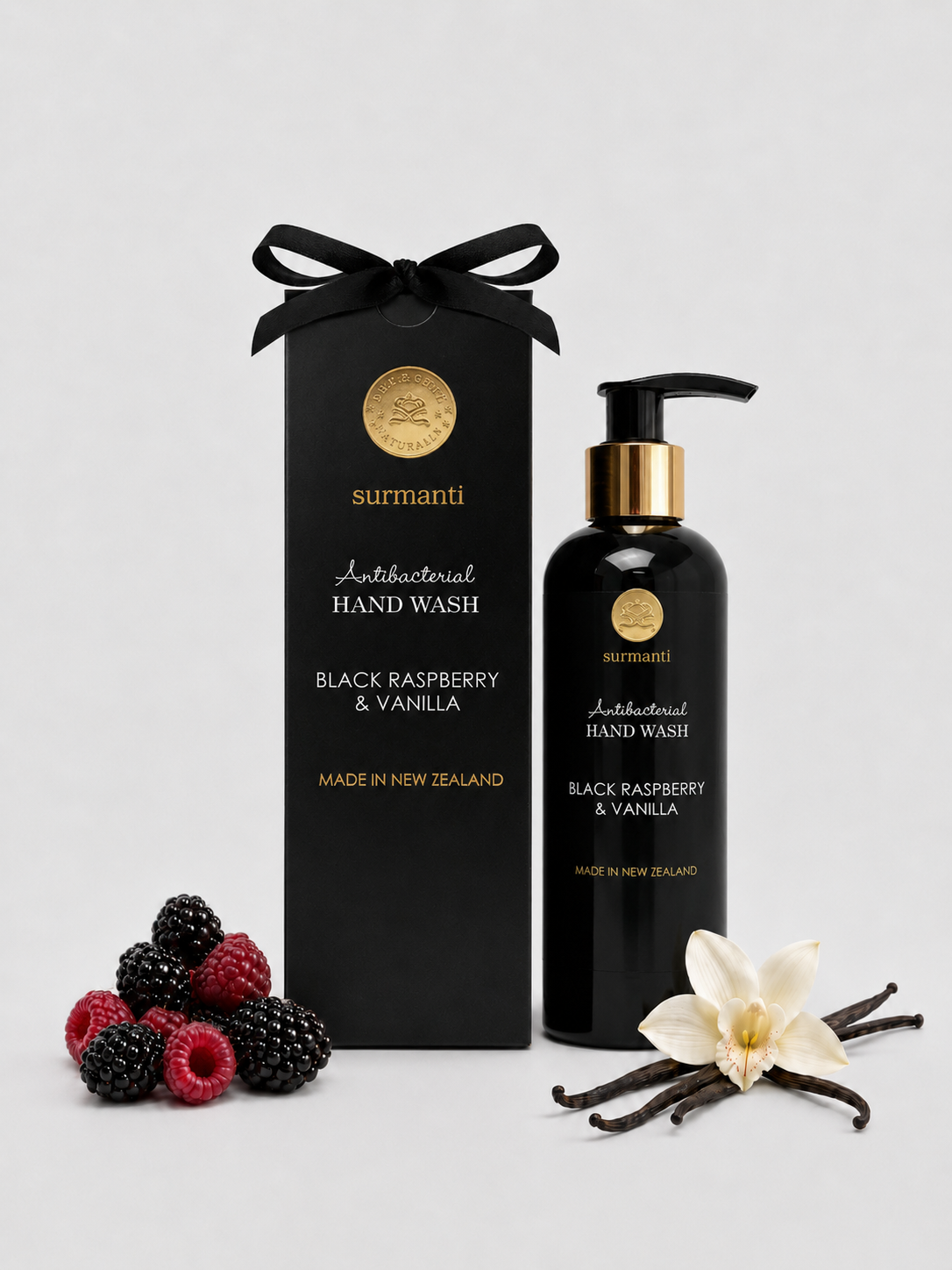 Hand Wash Black Raspberry & Vanilla - 300 mL - Antibacterial Hydration. - Surmanti - Made In New Zealand