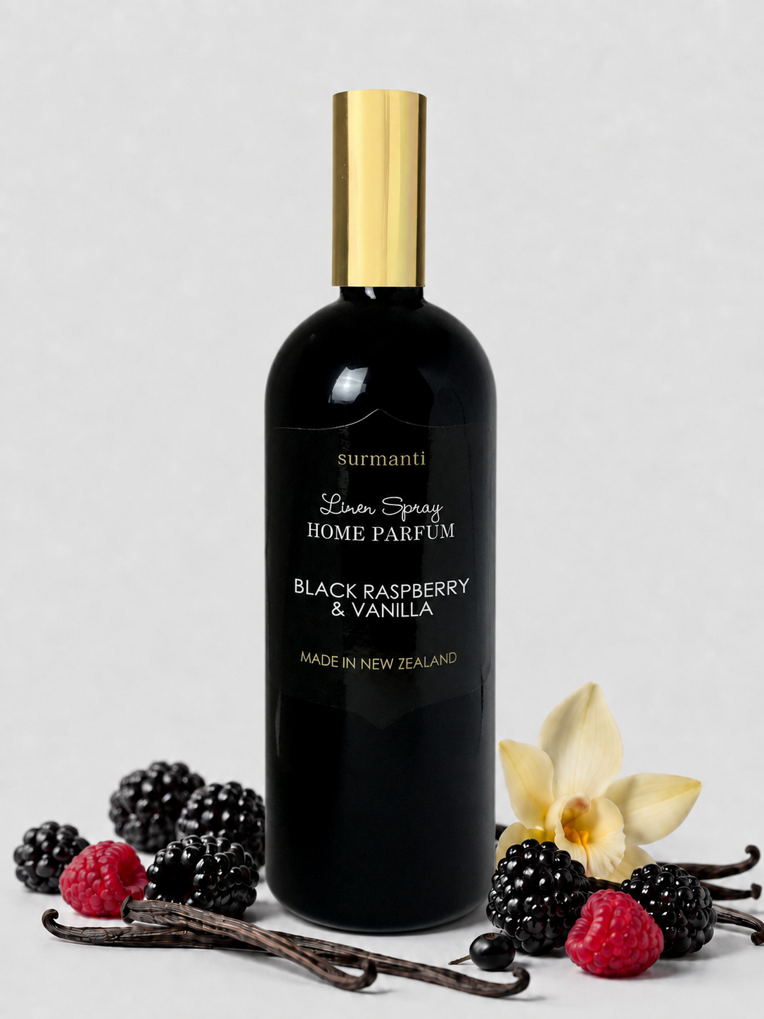 Black Raspberry & Vanilla Natural Room Spray - Glass Not Plastic (200 mL) - Surmanti - Made In New Zealand