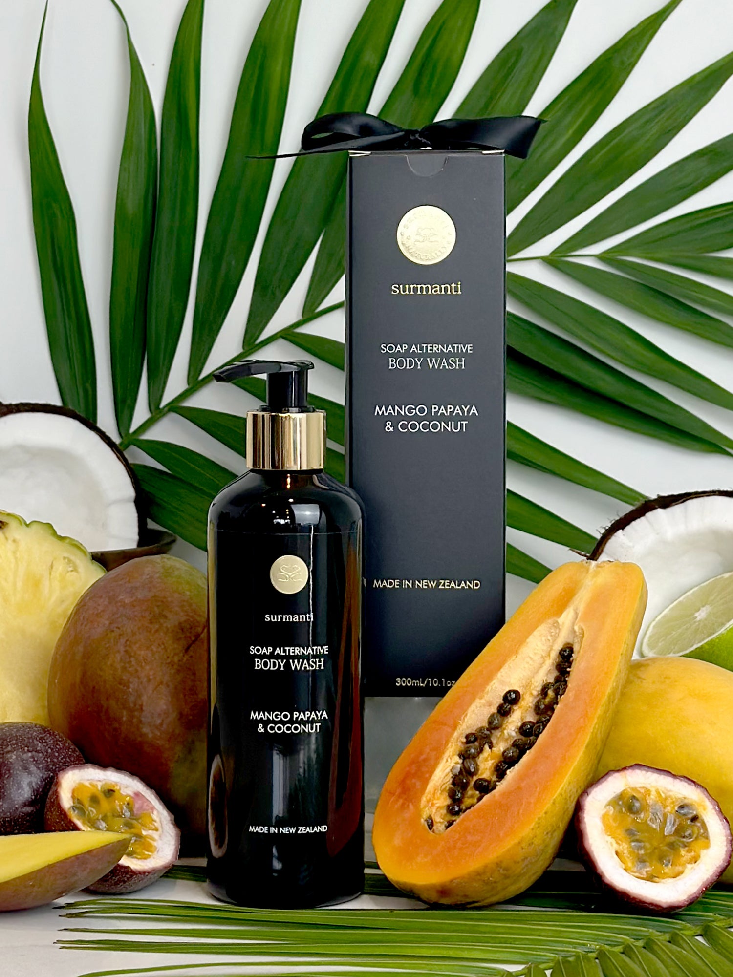 Mango Papaya & Coconut Body Wash - Soap Alternative 300mL - Surmanti - Made In New Zealand