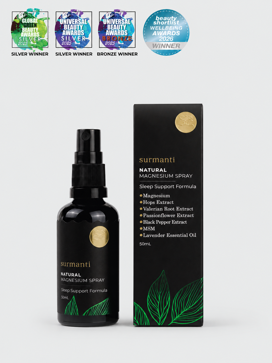 Natural Magnesium Sleep Support Travel Spray - 50mL - Fast-Acting Formula - Surmanti - Made In New Zealand