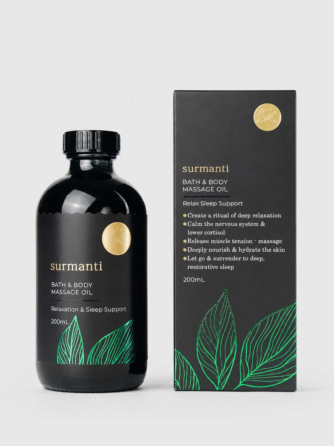 Bath & Body Massage Oil 200mL. Relaxation & Sleep Support. Calm the Nervous System & Lower Cortisol - Surmanti - Made In New Zealand