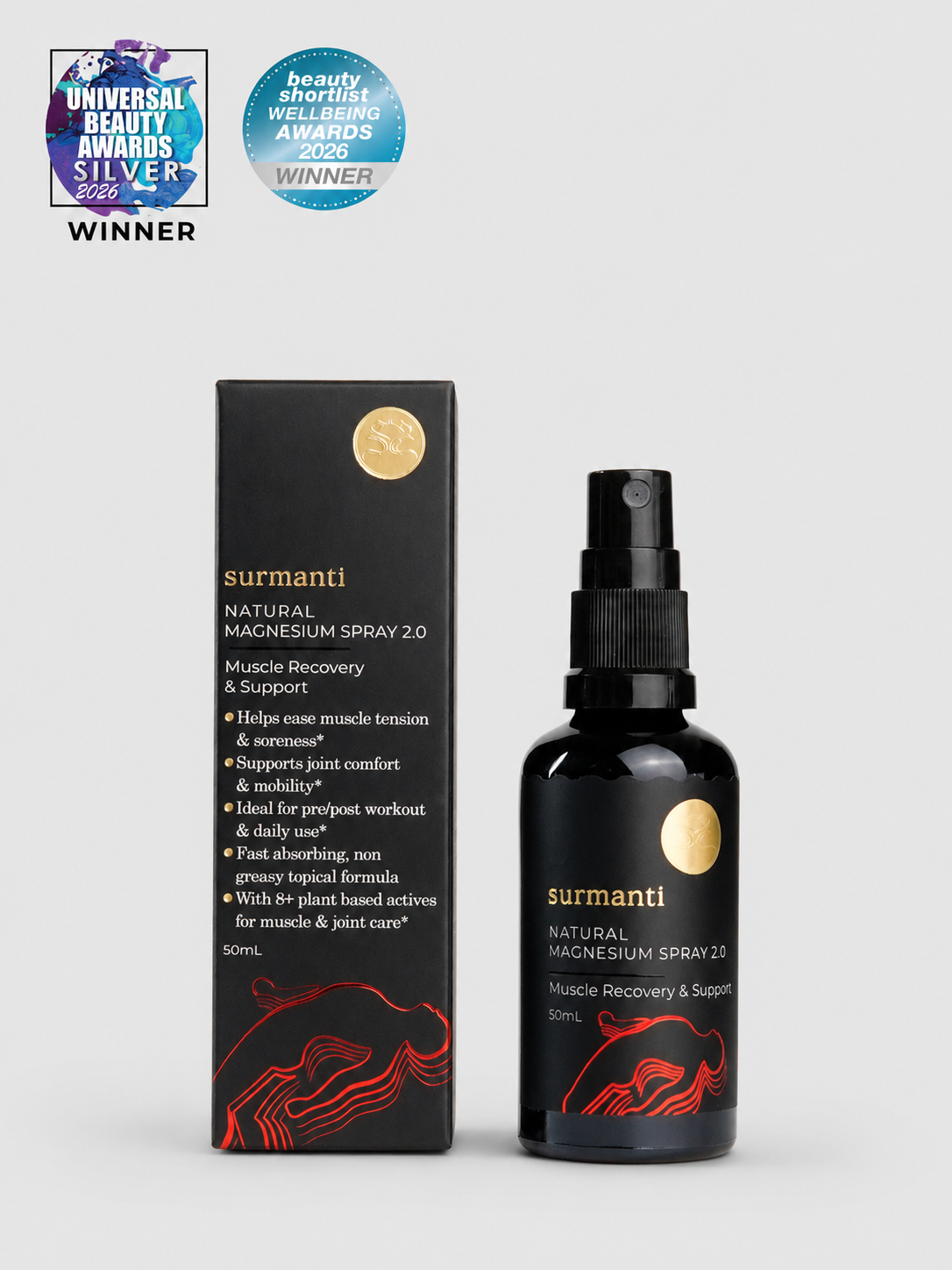 Magnesium Muscle Recovery & Support Travel Spray - 50mL Fast Relief For On the GO - Surmanti - Made In New Zealand