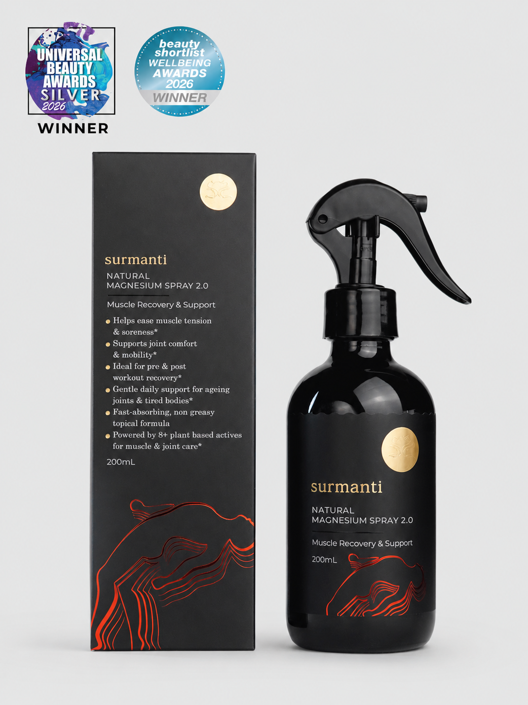 Magnesium Muscle Recovery & Support Spray - 200mL Fast Relief To Ease Muscle Recovery & Soreness* - Surmanti - Made In New Zealand