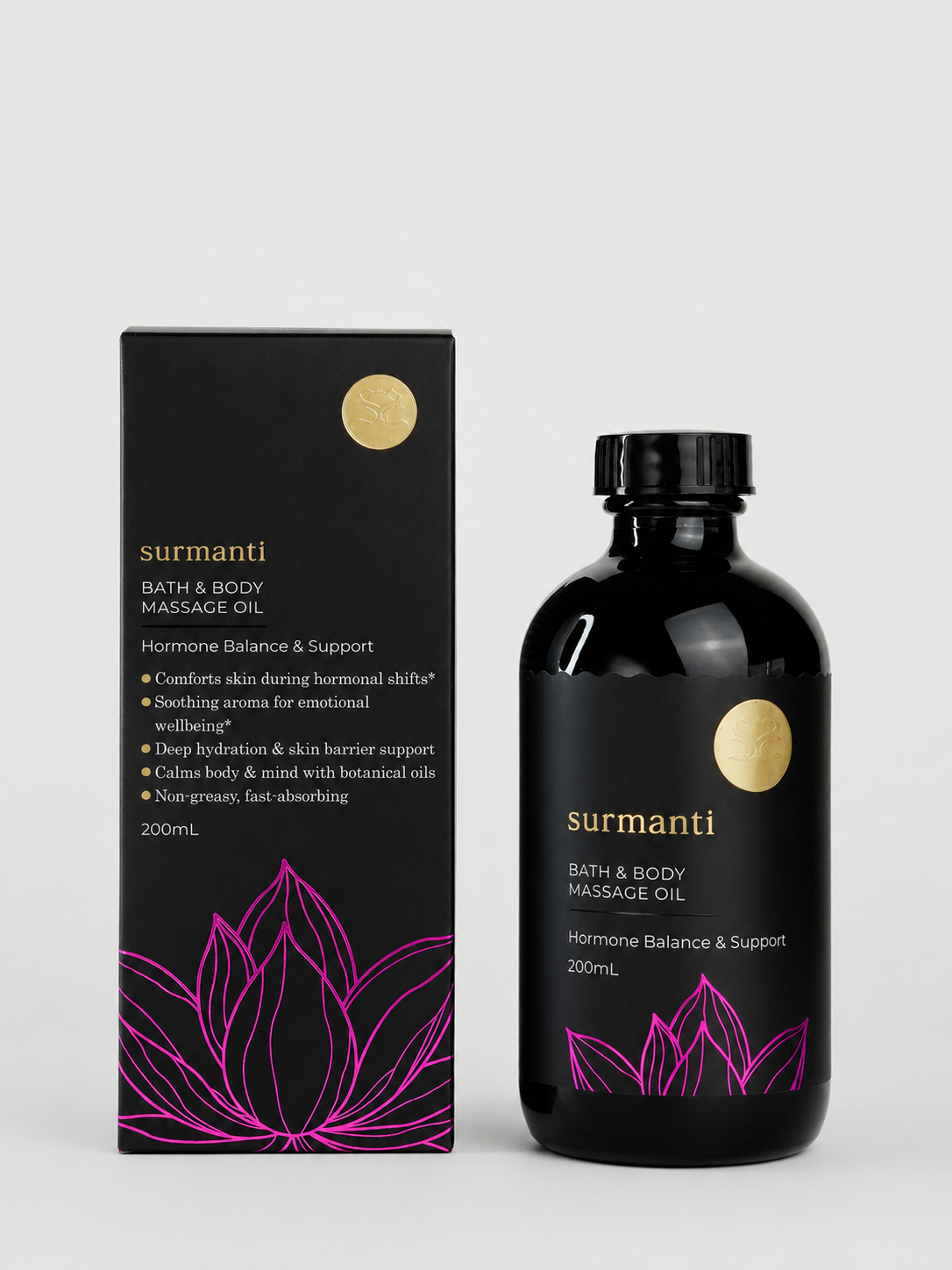 Hormone Balance & Support Bath & Body Massage Oil - 200mL Supports Dry Skin During Hormonal Shifts - Surmanti - Made In New Zealand