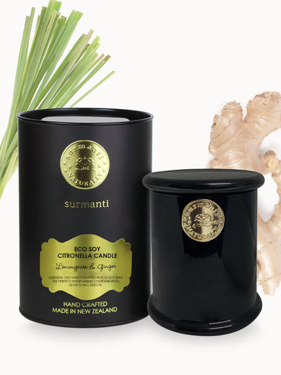 Lemongrass & Ginger Citronella Eco Soy Wax Candle - Surmanti - Made In New Zealand
